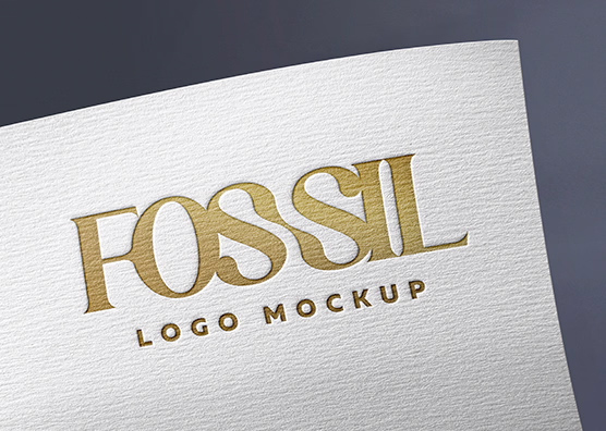 Gold Logo Mockup on White Paper Texture