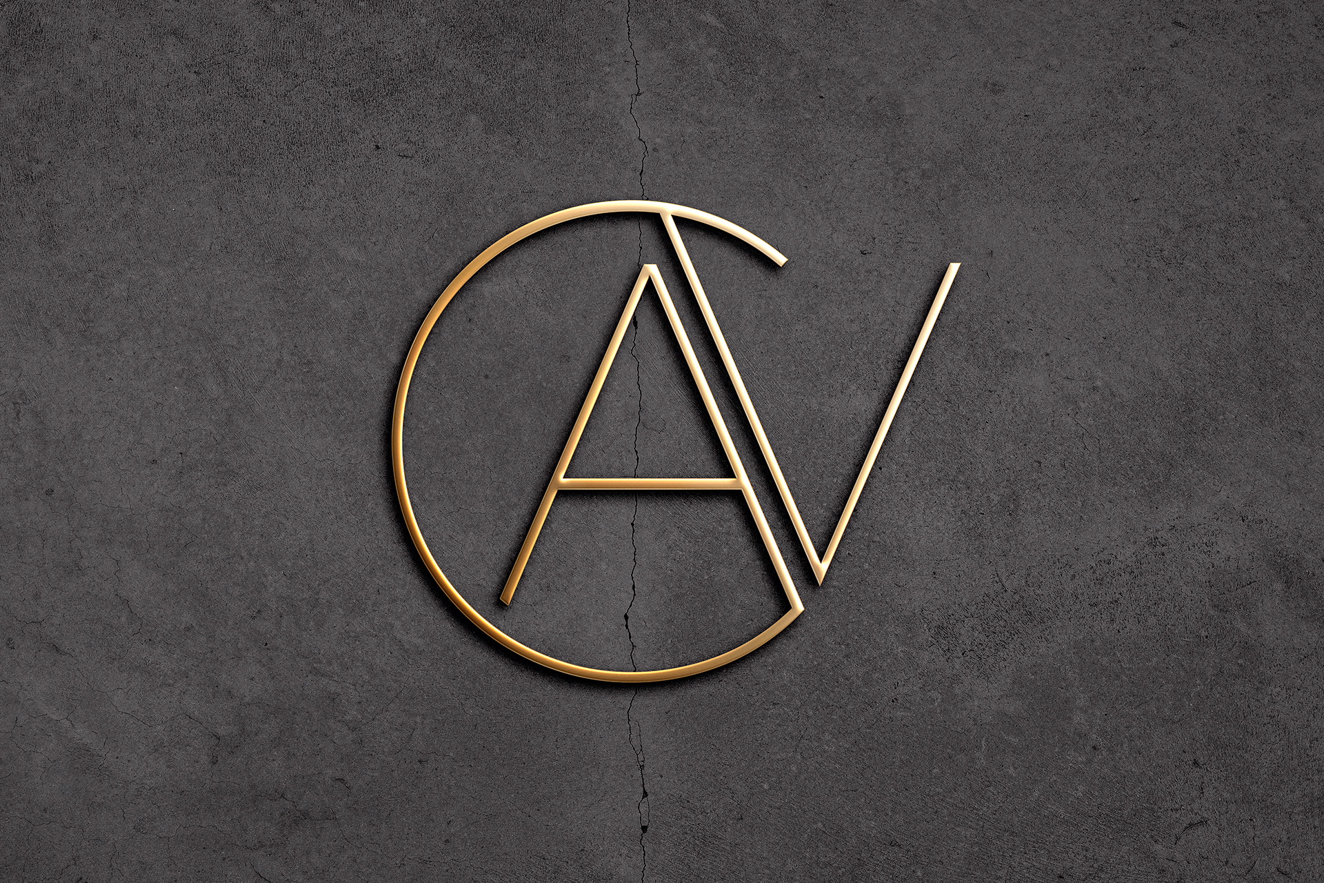 Gold Logo Mockup on Cracked Concrete Wall