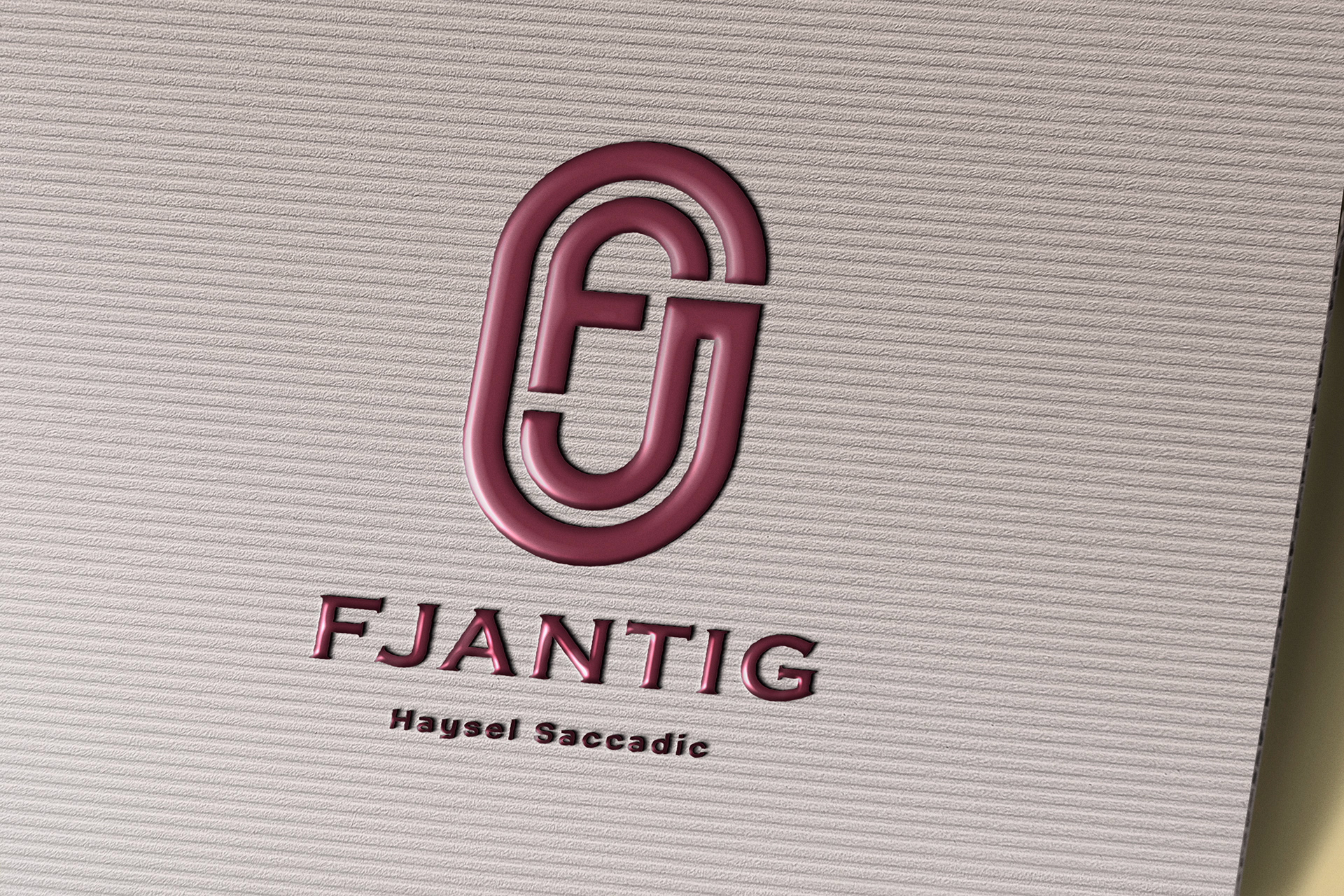 Red Emboss Logo Mockup on Striped Paper