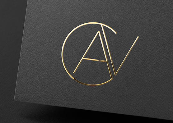 Gold Foil Logo Mockup on Black Card Surface