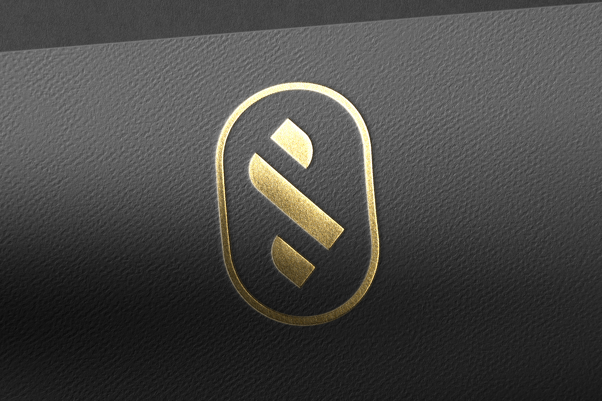 Gold Foil Logo Mockup on Curved Black Surface
