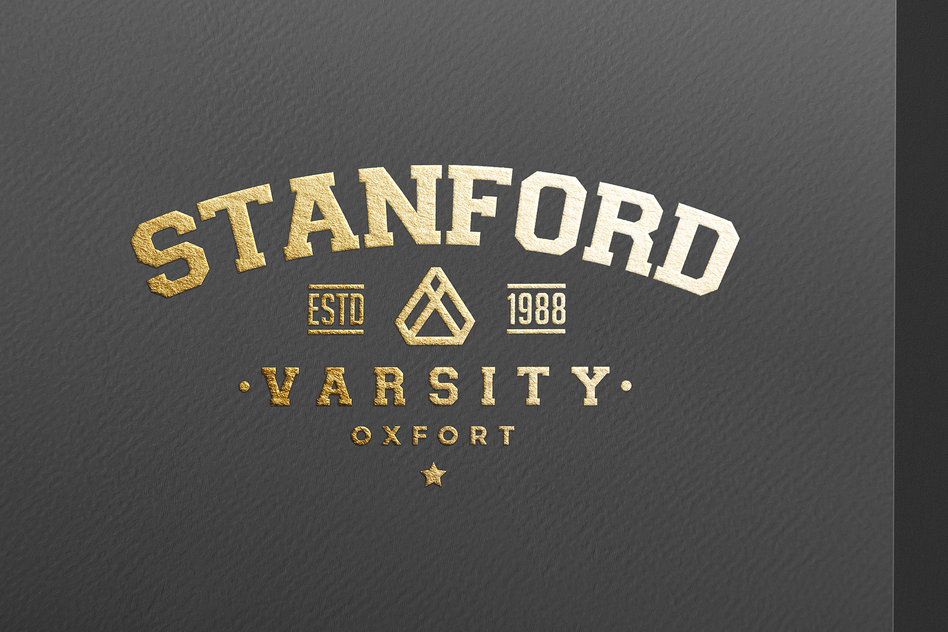 Gold Foil Varsity Logo Mockup on Dark Paper