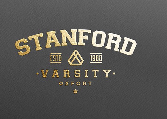 Gold Foil Varsity Logo Mockup on Dark Paper