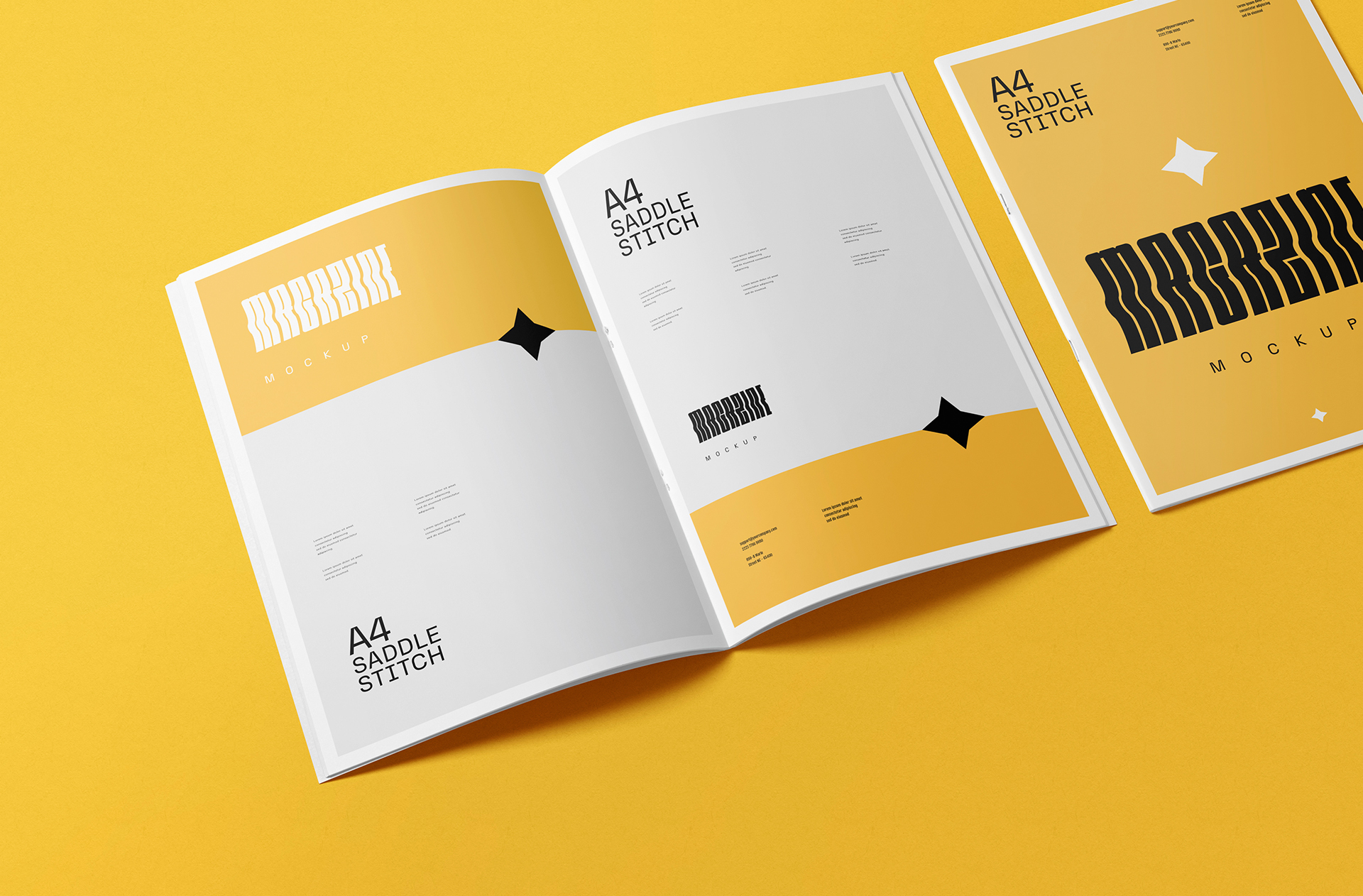 Open A4 Saddle Stitch Booklet Mockup – High-Quality PSD