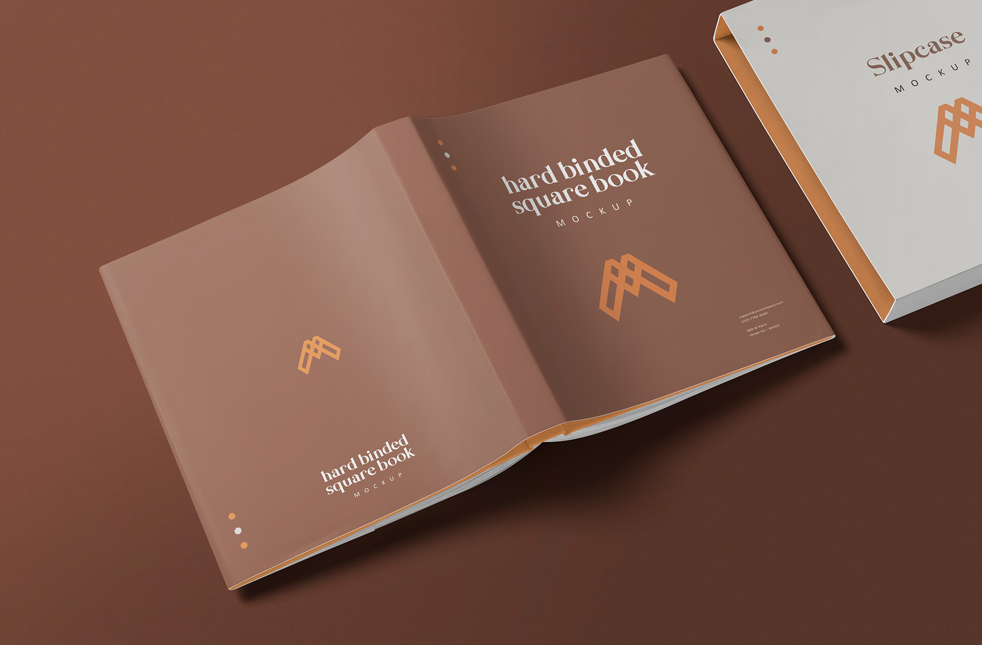 Hardcover Square Book Mockup – Realistic Print Design