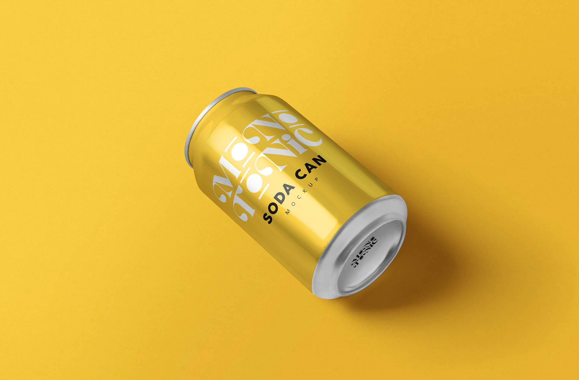 Premium Soda Can Mockup with Perspective View