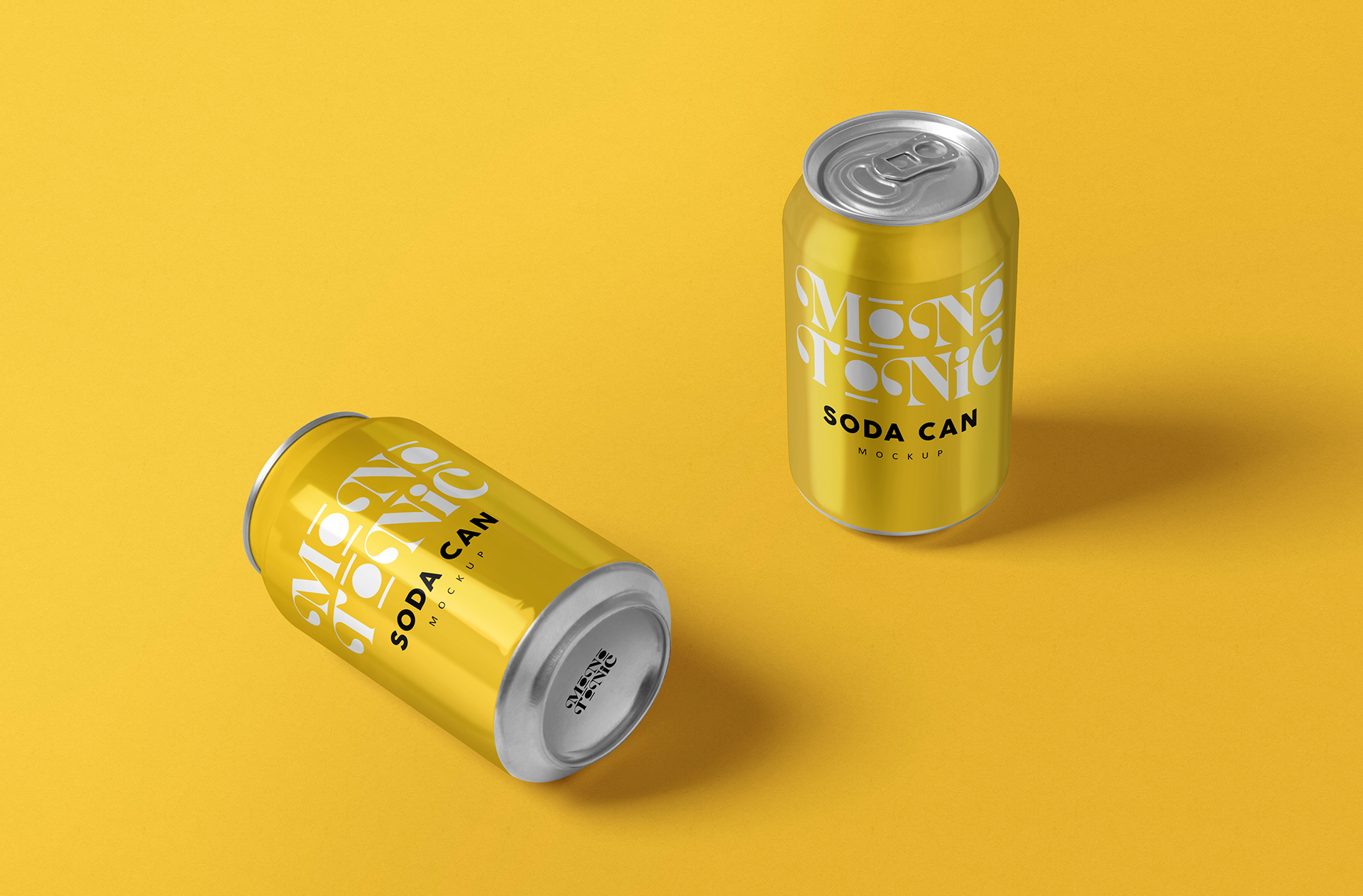 Floating Soda Can Mockup with Duo Display