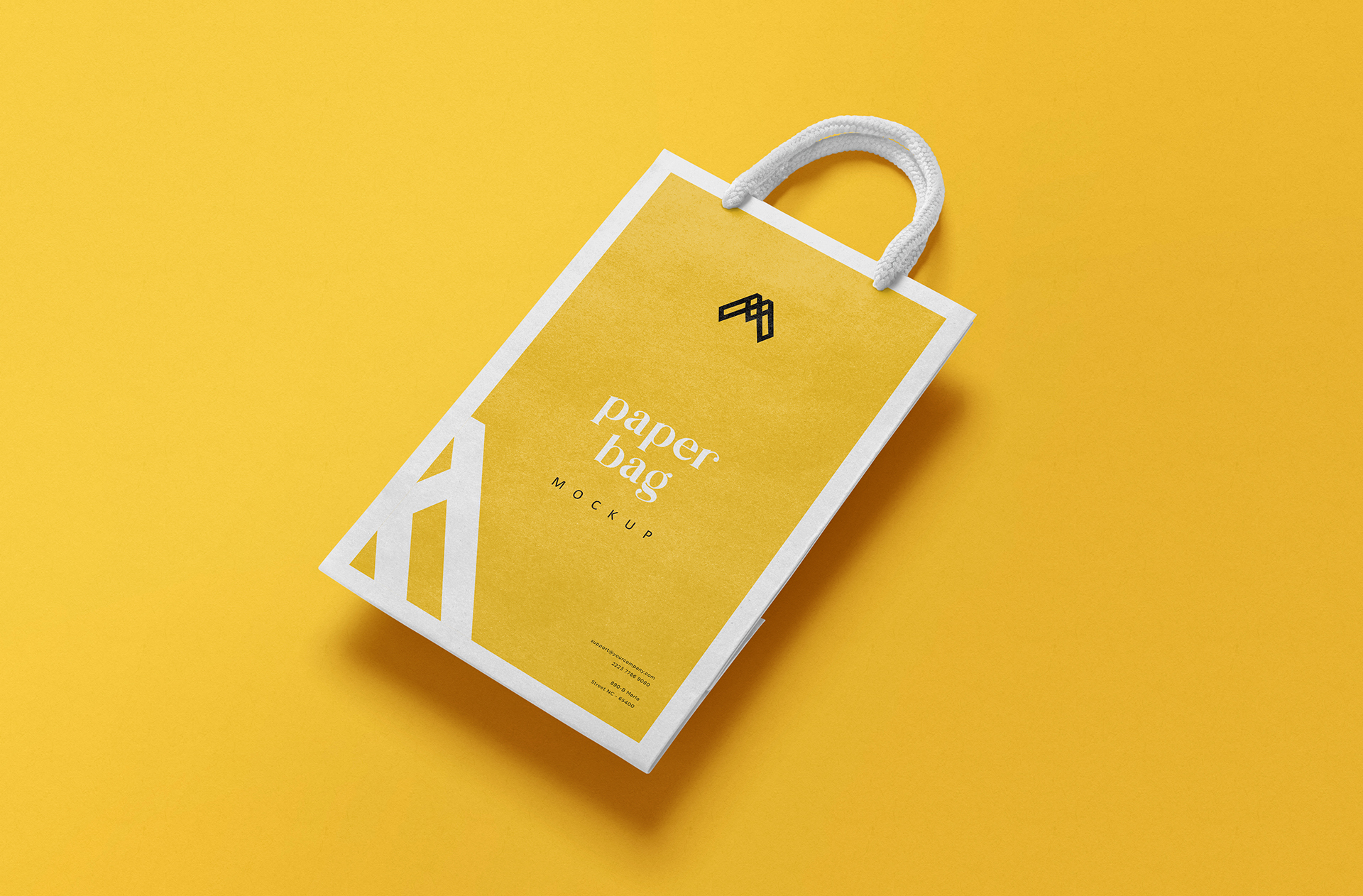 Floating Paper Bag Mockup with Minimalist Design