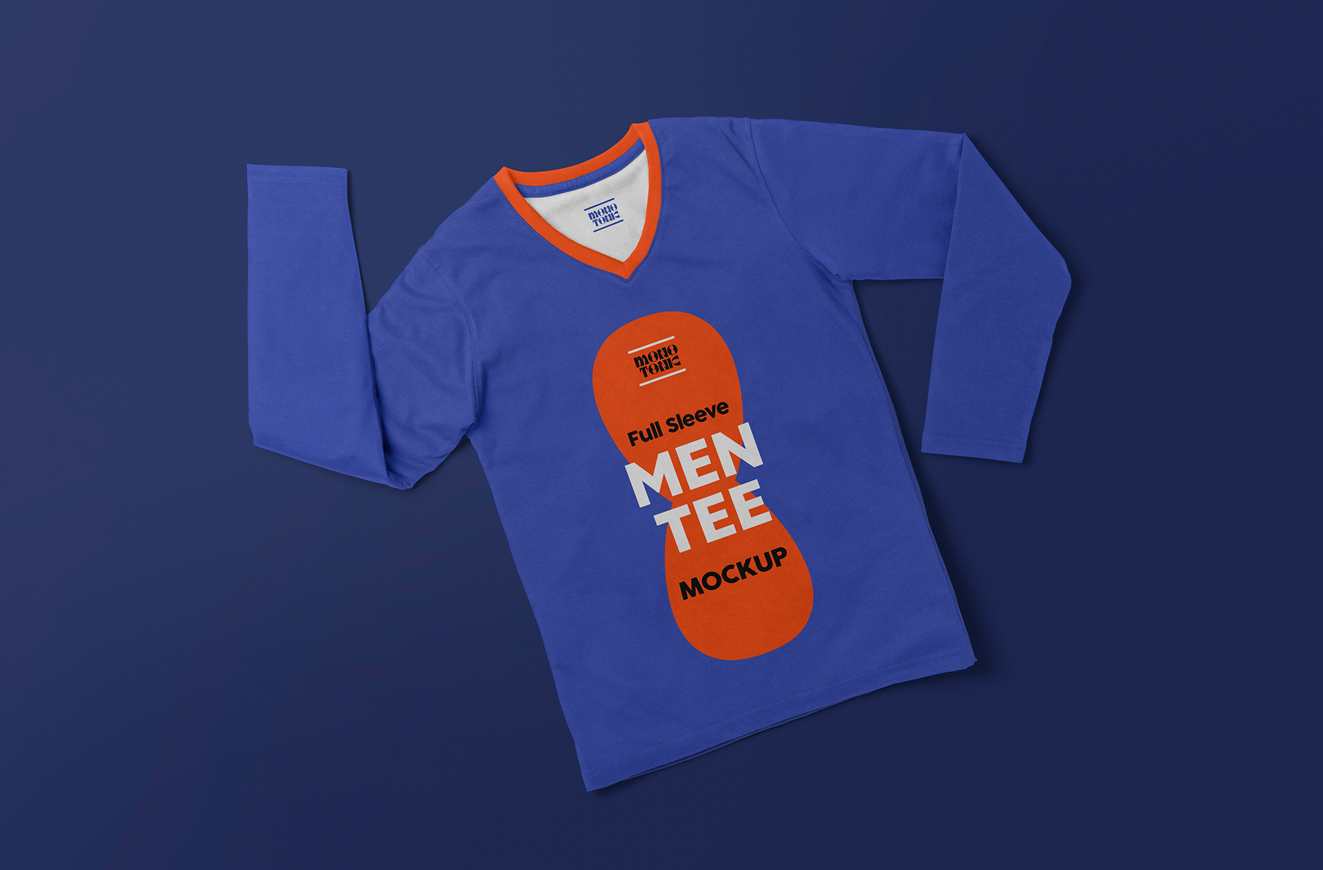 Full Sleeve V Neck Men T-Shirt Mockup