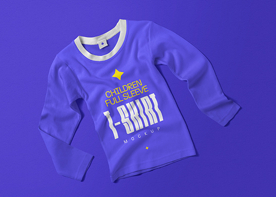 Front View Children’s Full Sleeve T-Shirt Mockup
