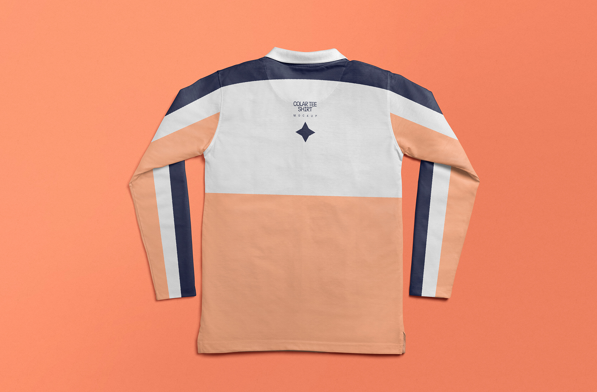 Back View Men’s Long Sleeve Polo Shirt Mockup