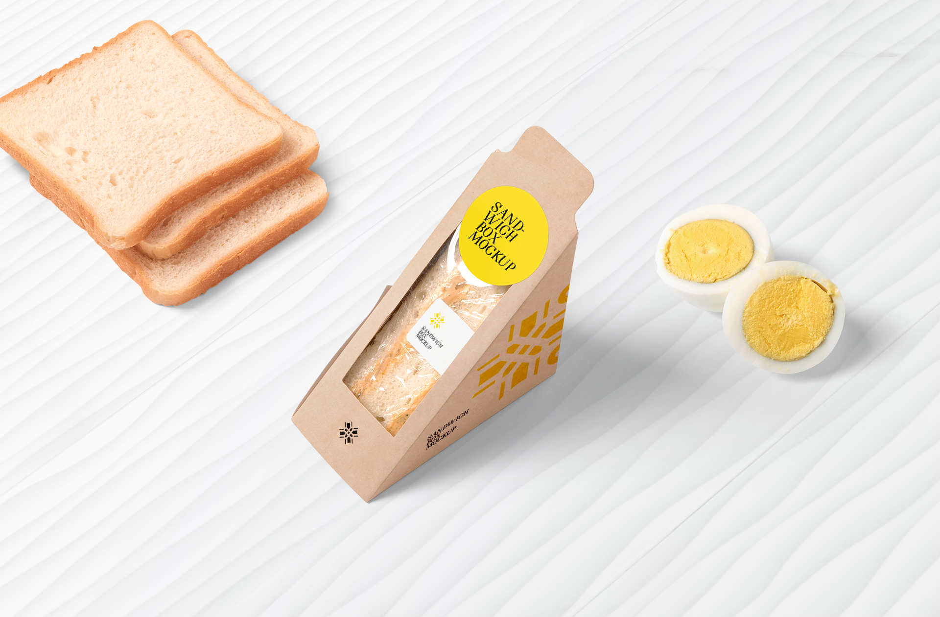 Realistic Sandwich Packaging Box Mockup
