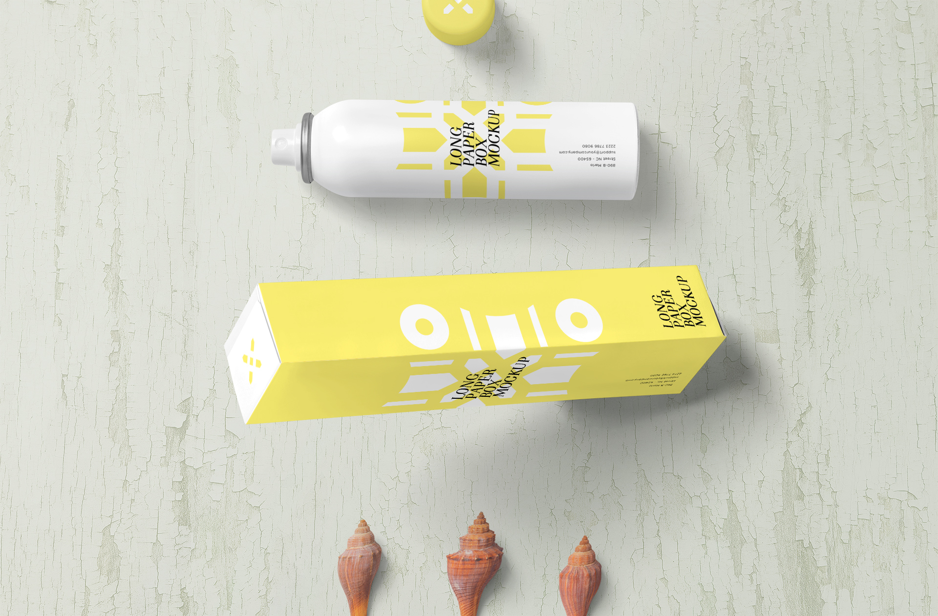 Minimalist Long Box & Spray Bottle Mockup – Top View