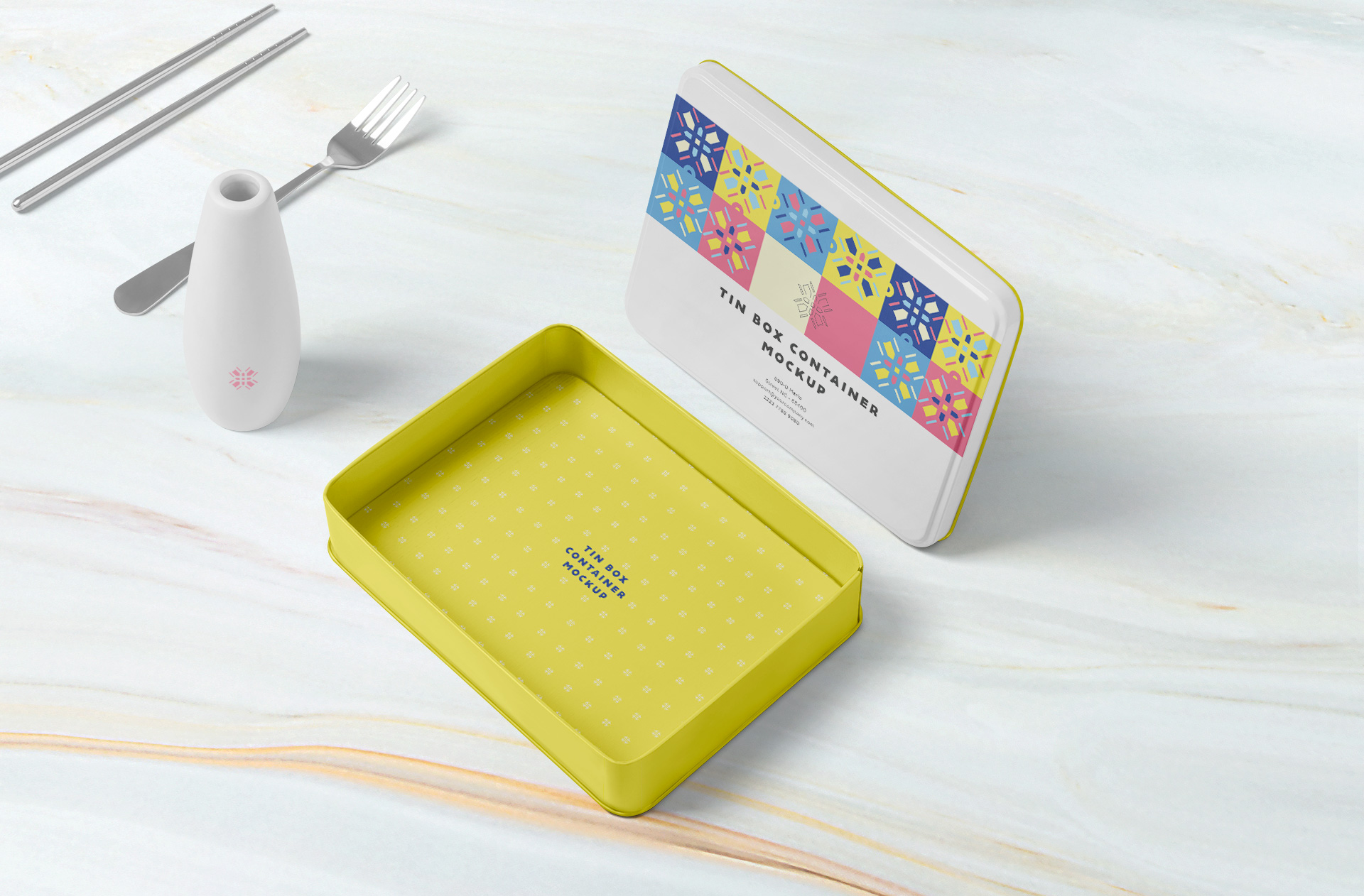 Premium Cookie Tin Box Mockup – Top View Display