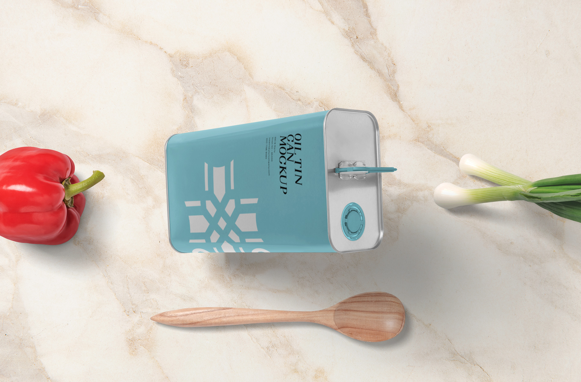 Oil Tin Can with Top View Mockup – Customizable Branding