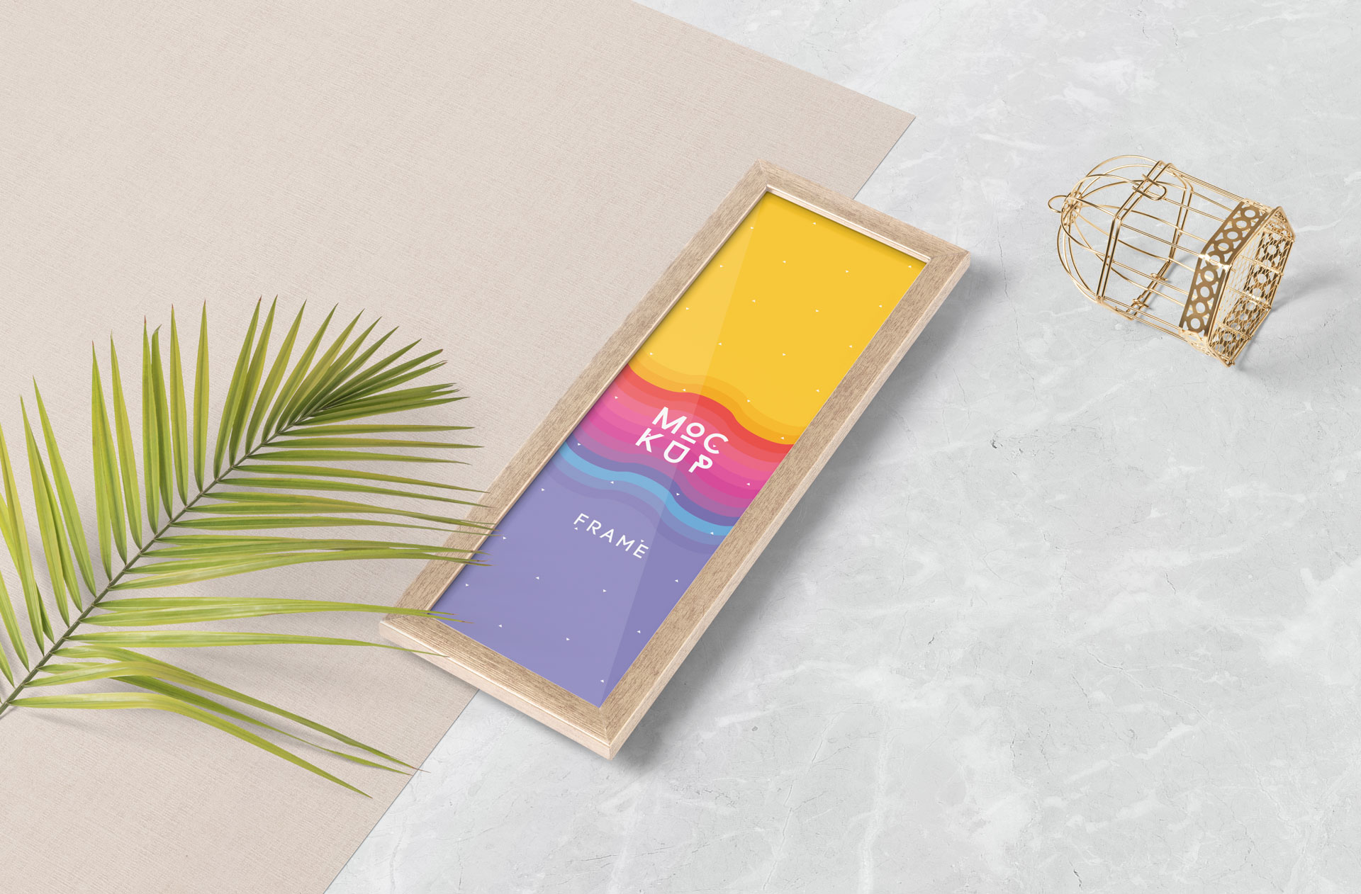 Vertical Wooden Frame Mockup – Angled View