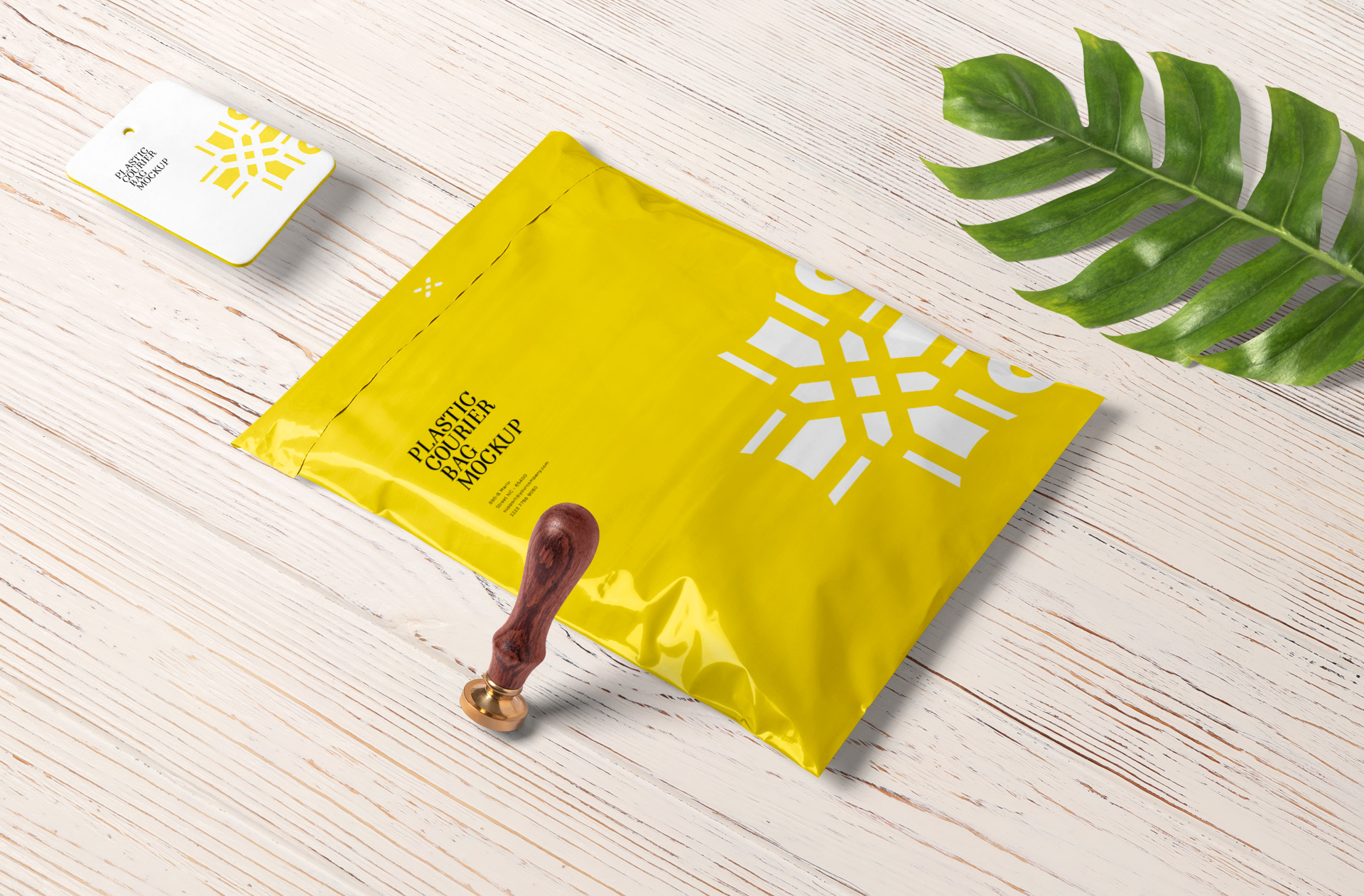 Plastic Courier Bag Mockup with Realistic Details