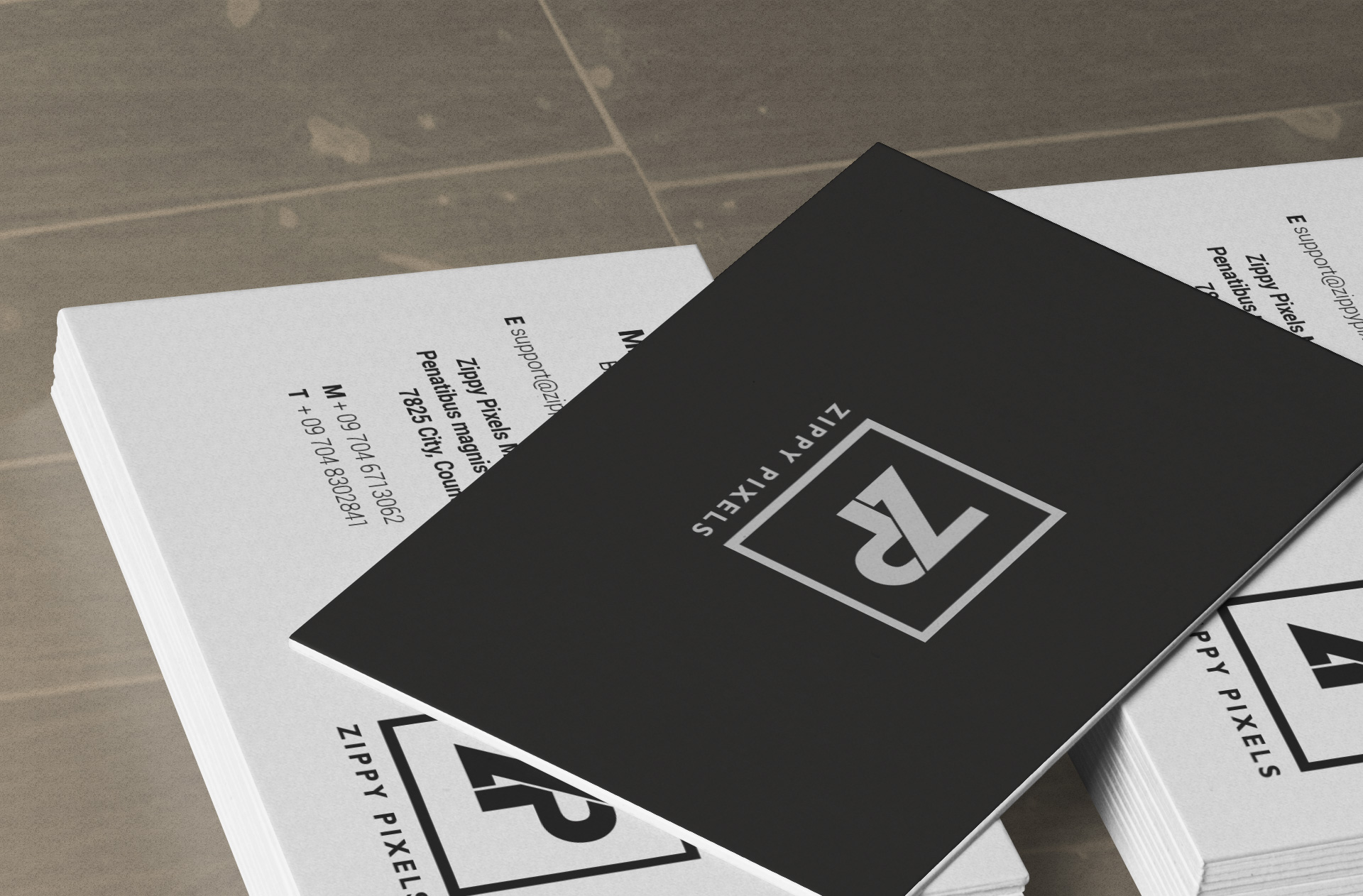 black and white business card mockup