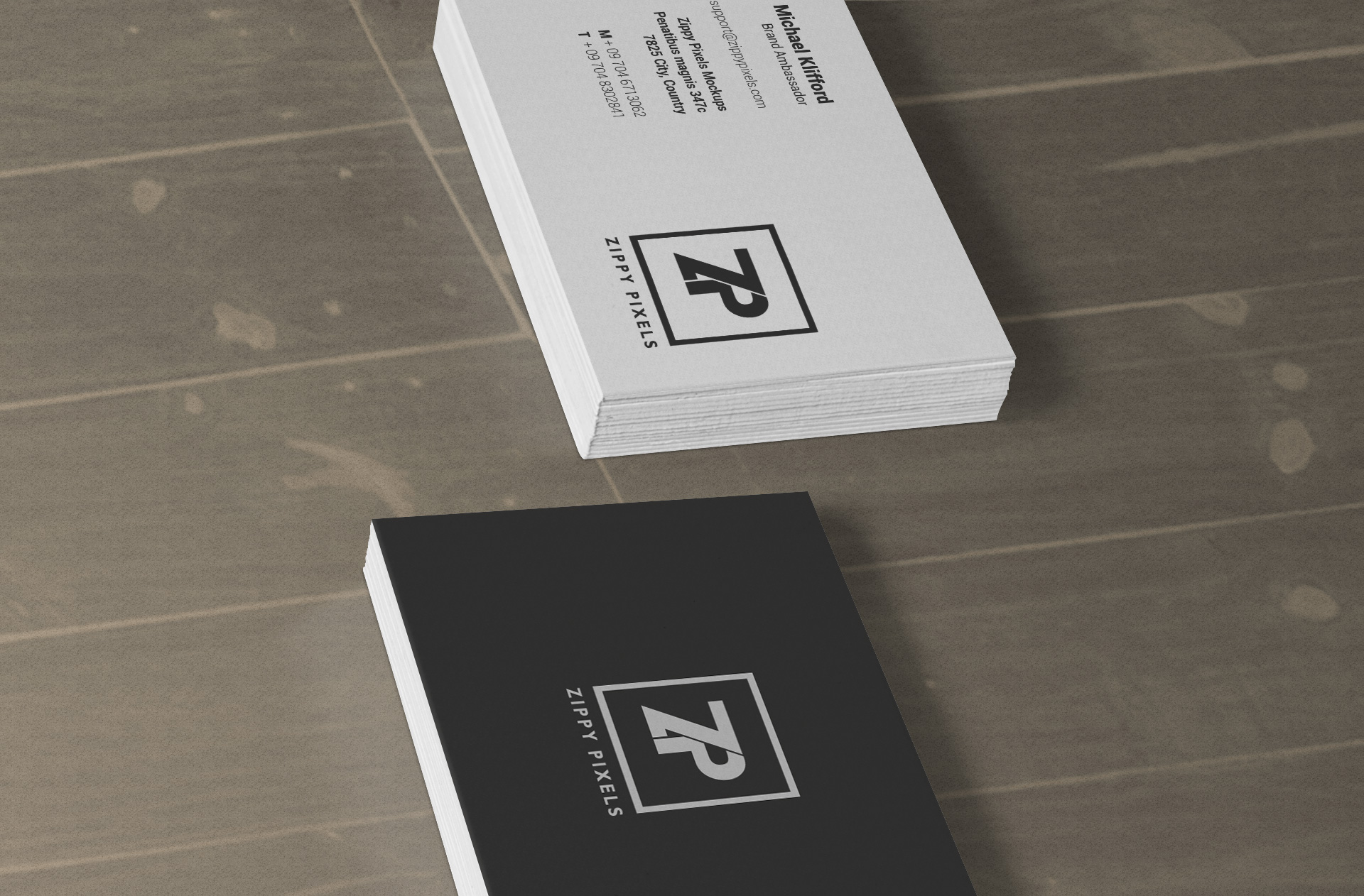 angled business card mockup