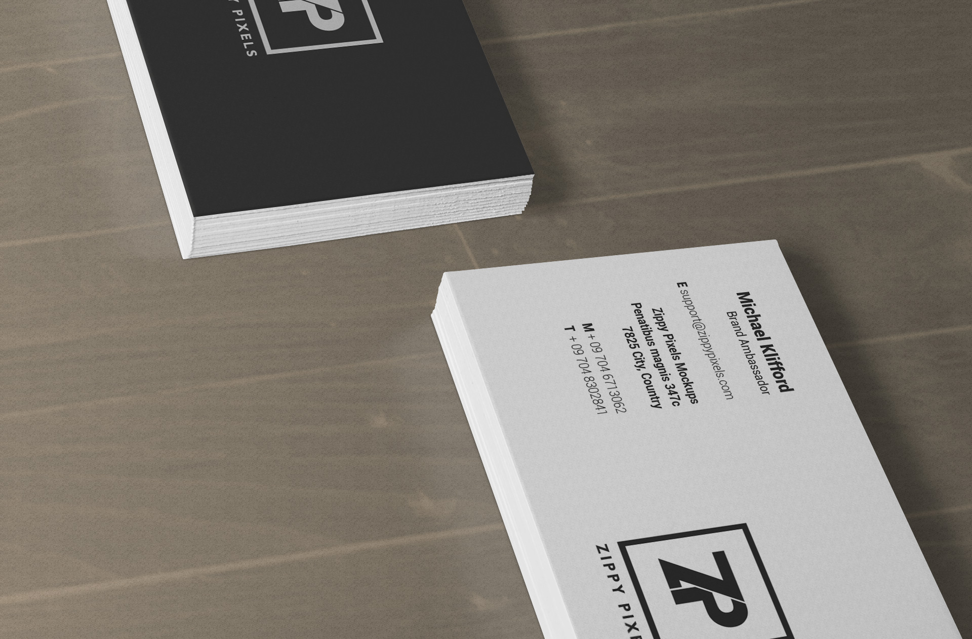 angled business card mockup