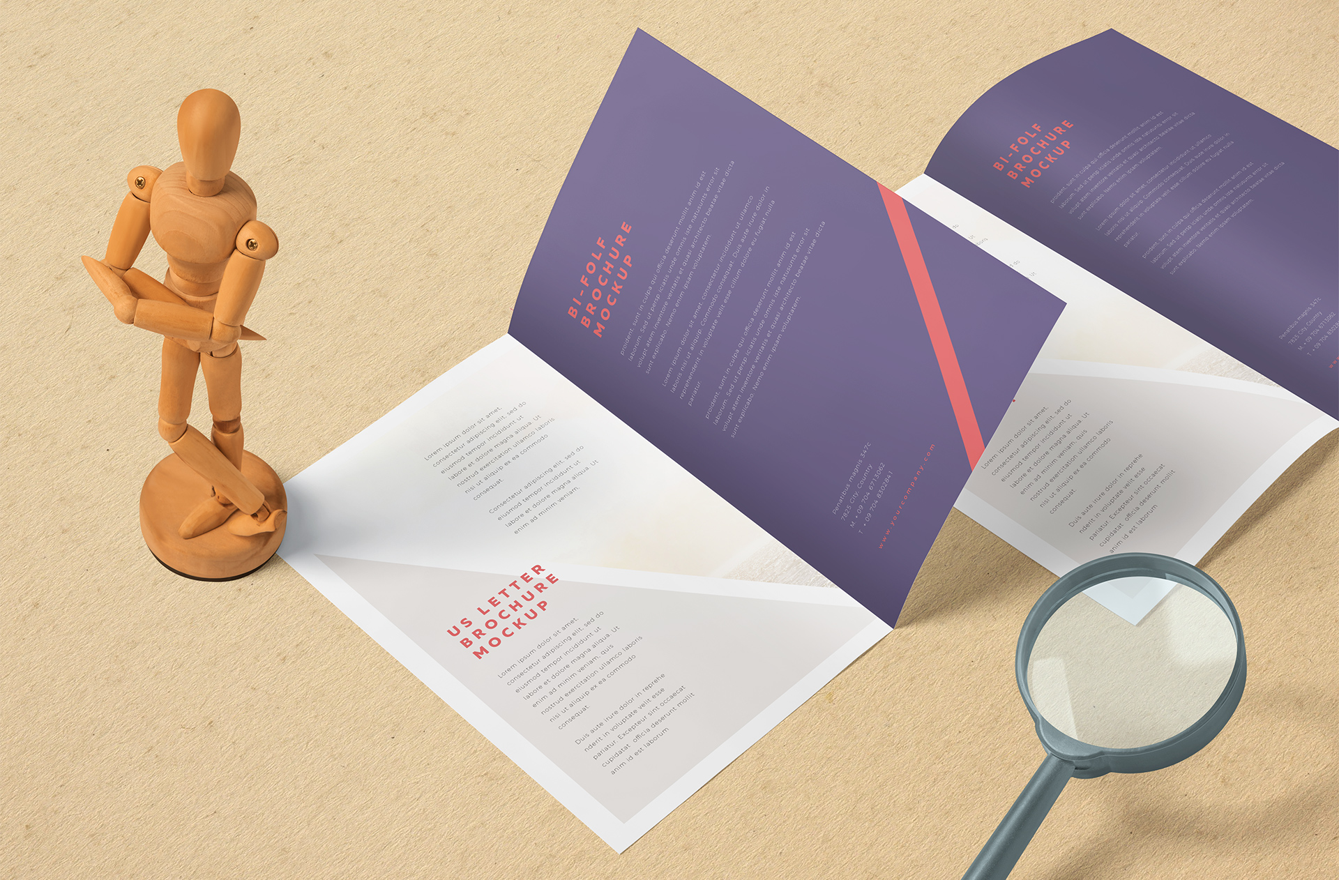 Minimalist Bi-Fold Brochure Mockup with Open View