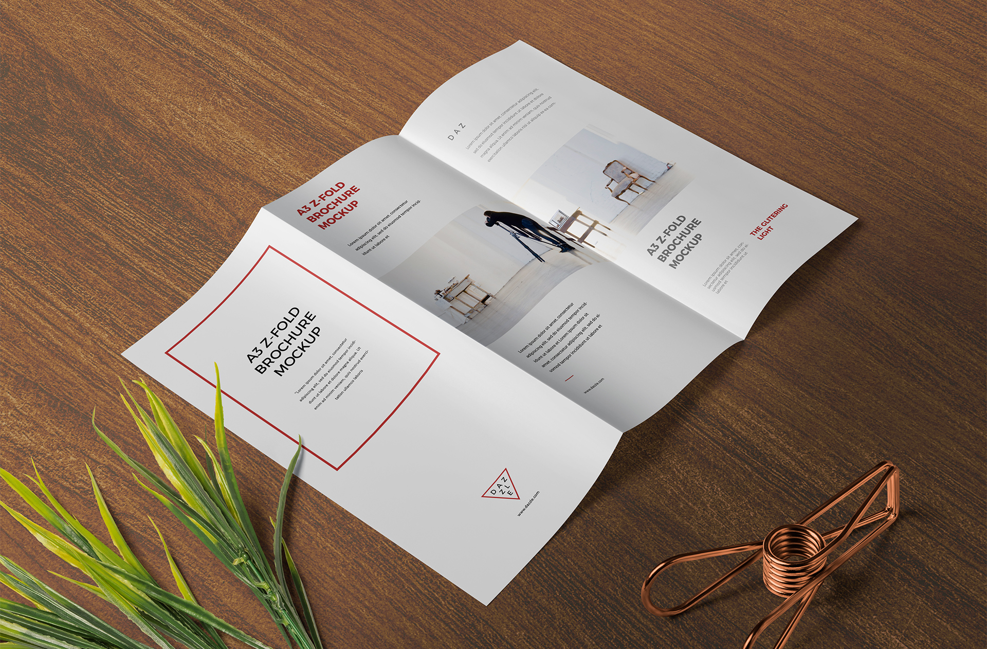 Realistic A4 Z-Fold Brochure Mockup – High Resolution