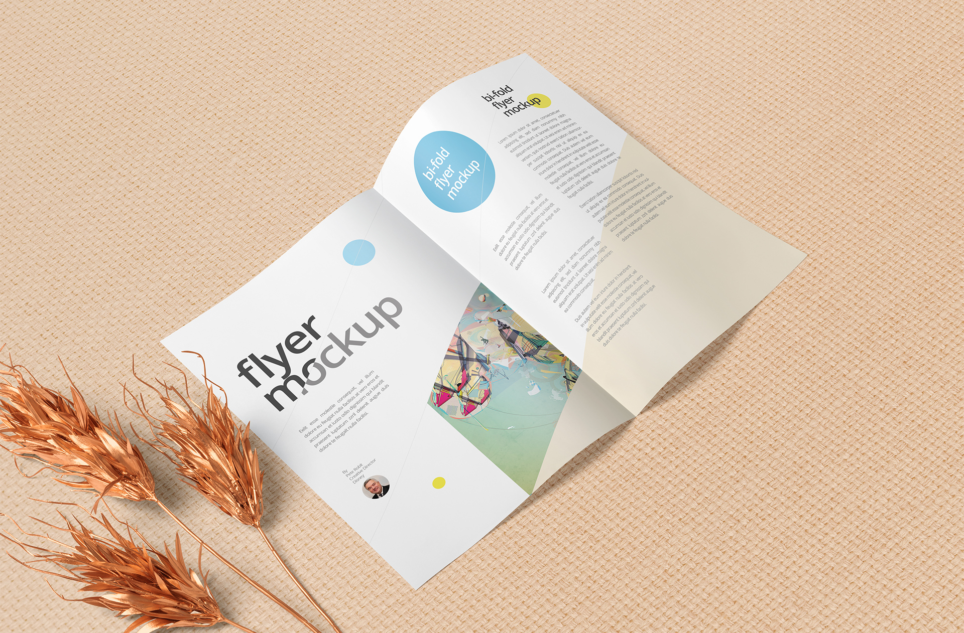 Minimalist A4 Bi-Fold Flyer Mockup – Print Ready