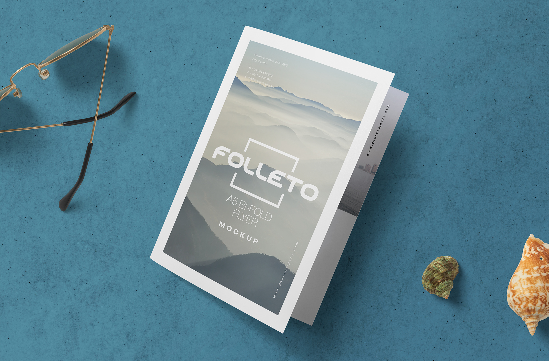 Realistic A5 Bi-Fold Flyer Mockup – High Resolution