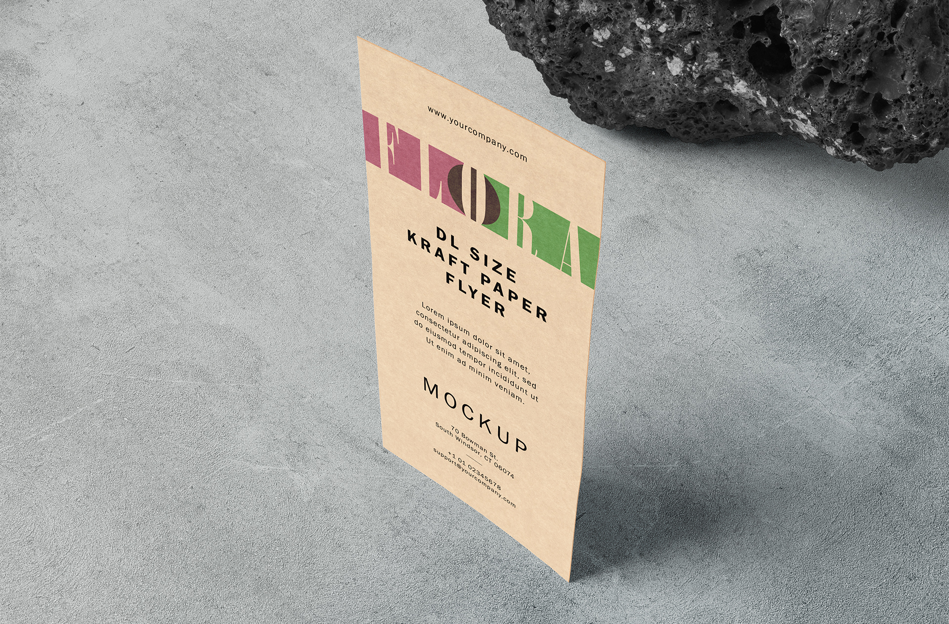 Elegant DL Kraft Paper Flyer Mockup – Premium PSD