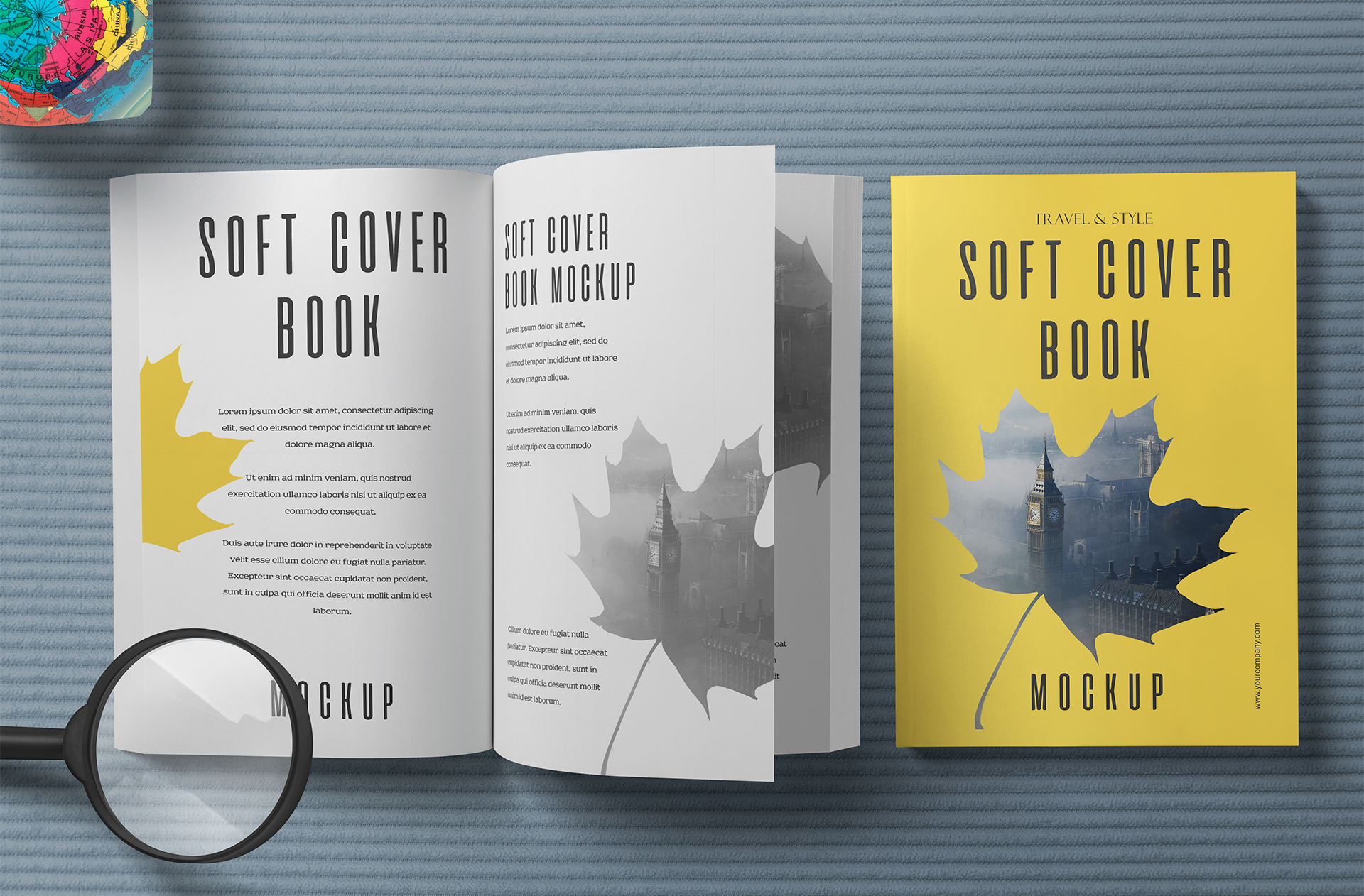 Softcover Book Mockup – Realistic Cover & Pages