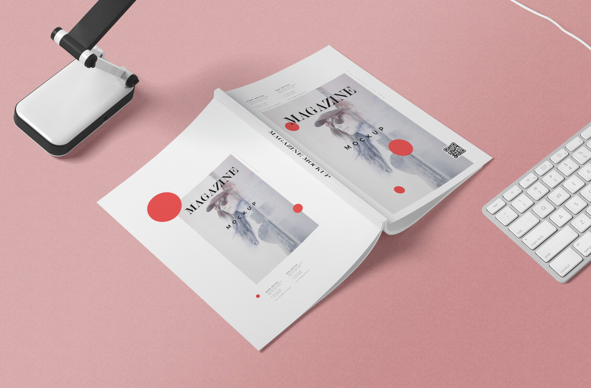 Minimalist Magazine Mockup with Cover & Spread