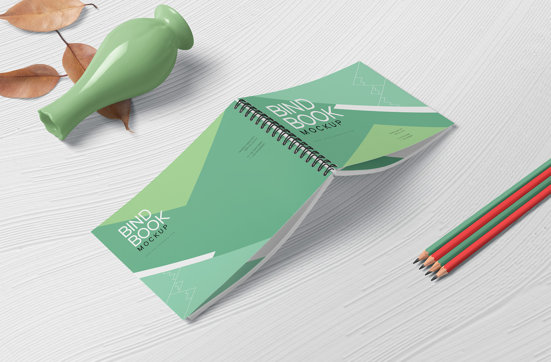 Landscape Spiral Binding Book Mockup – Open View