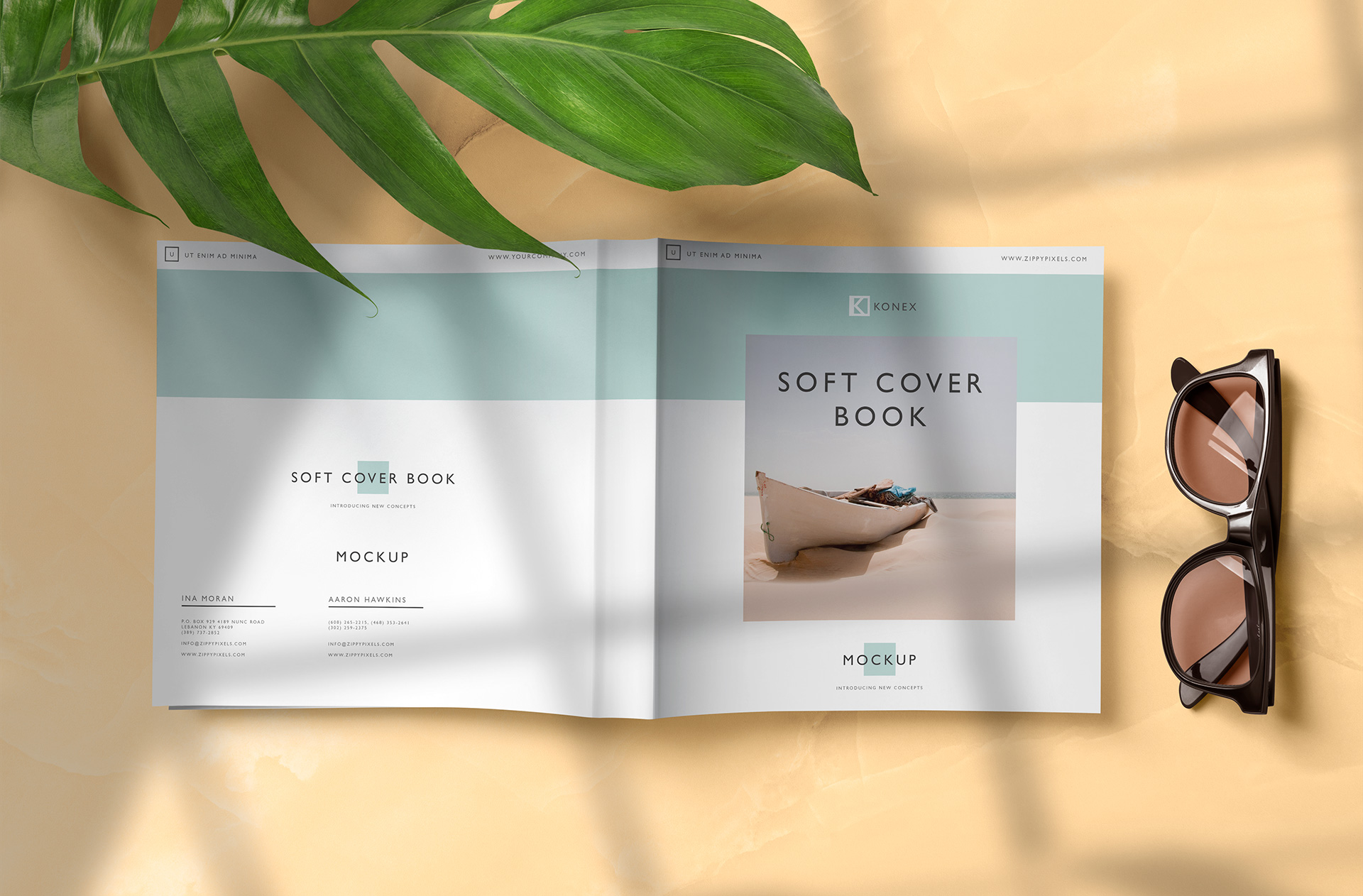 Softcover Square Book Mockup – Open Cover Display