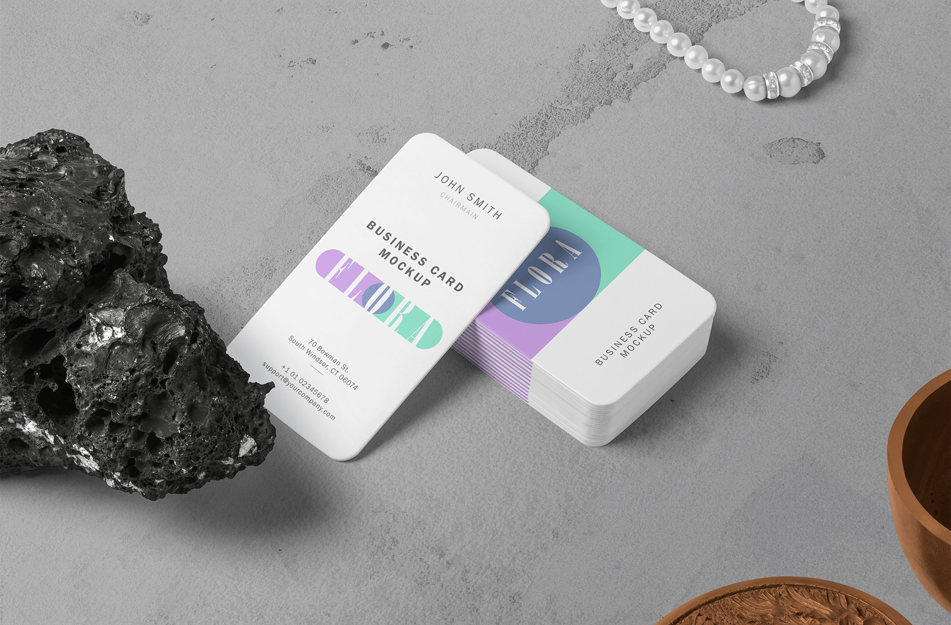 Vertical Business Card Mockup with Rounded Corners
