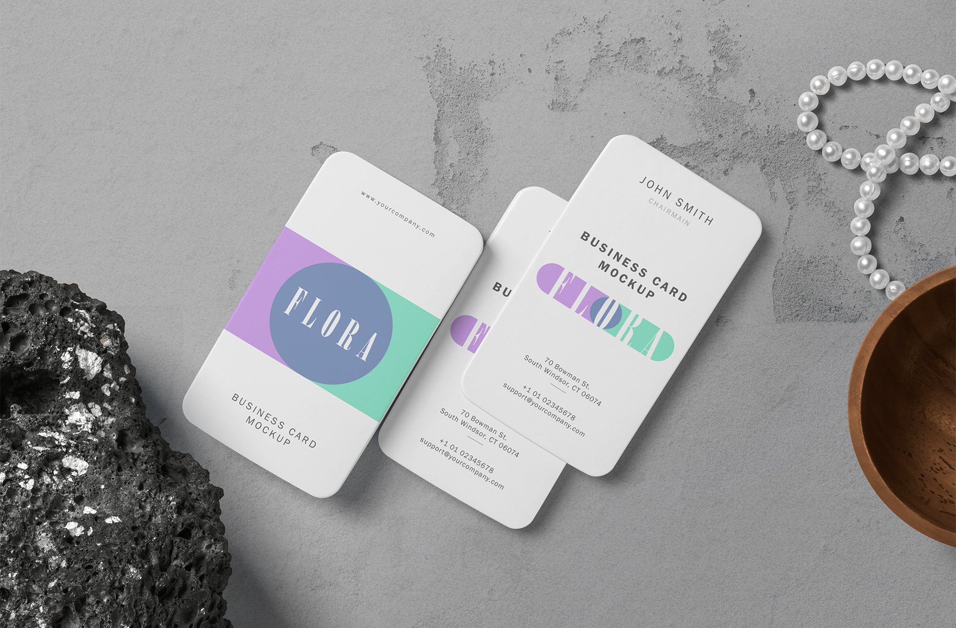 Stacked Business Card Mockup with Minimal Design