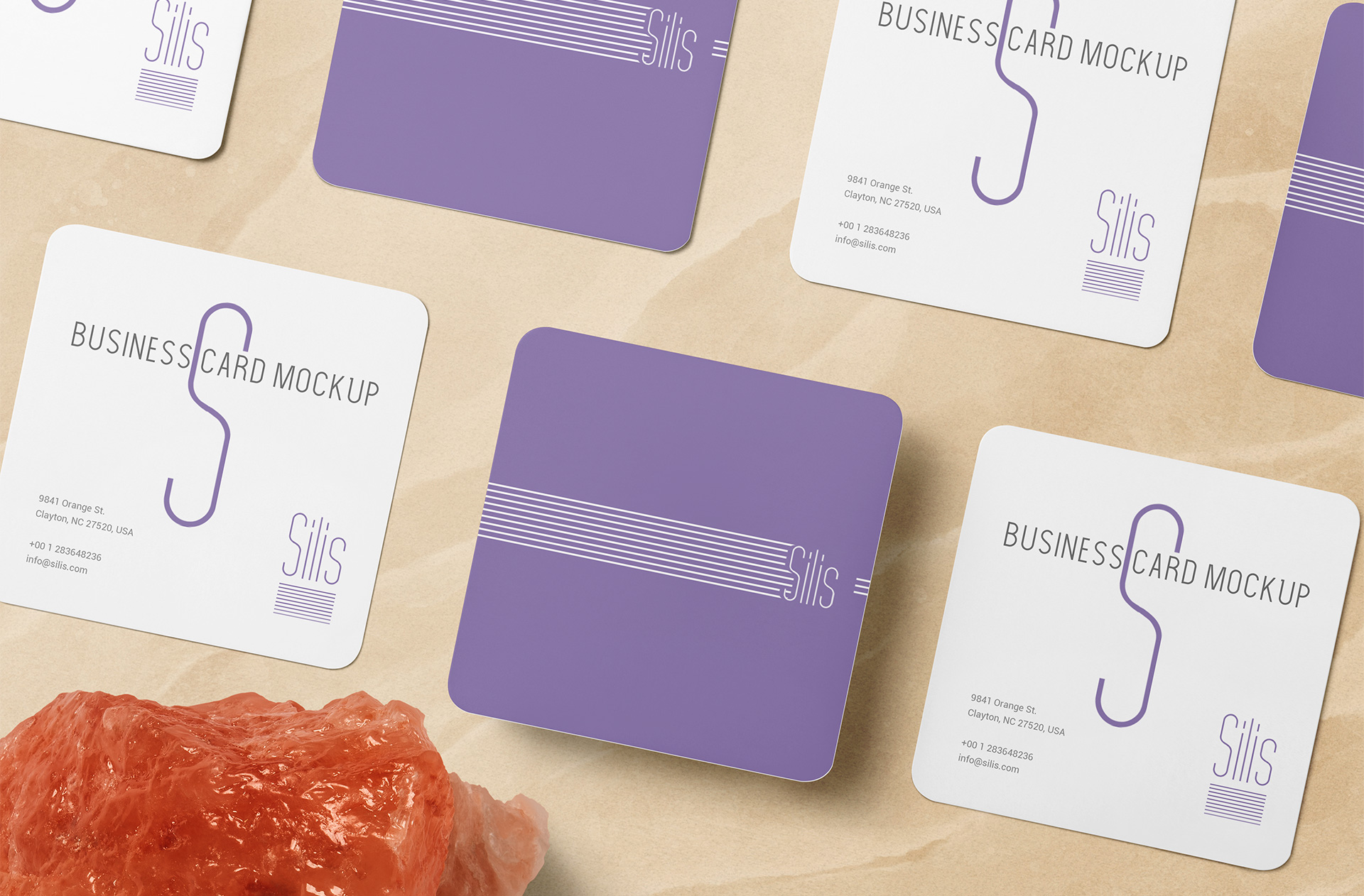 Square Business Card Mockup with Modern Design