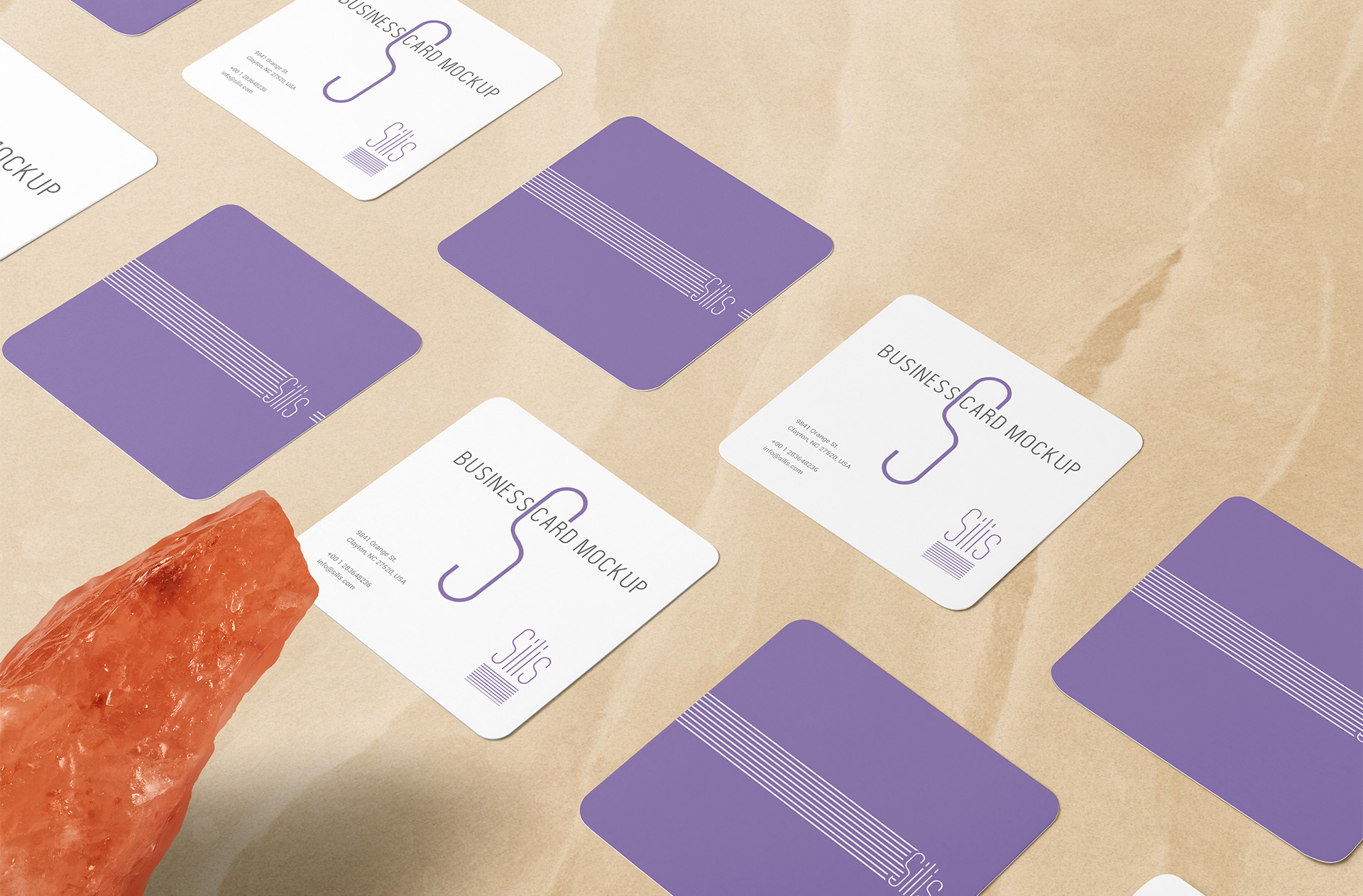 Creative Square Business Card Mockup Design