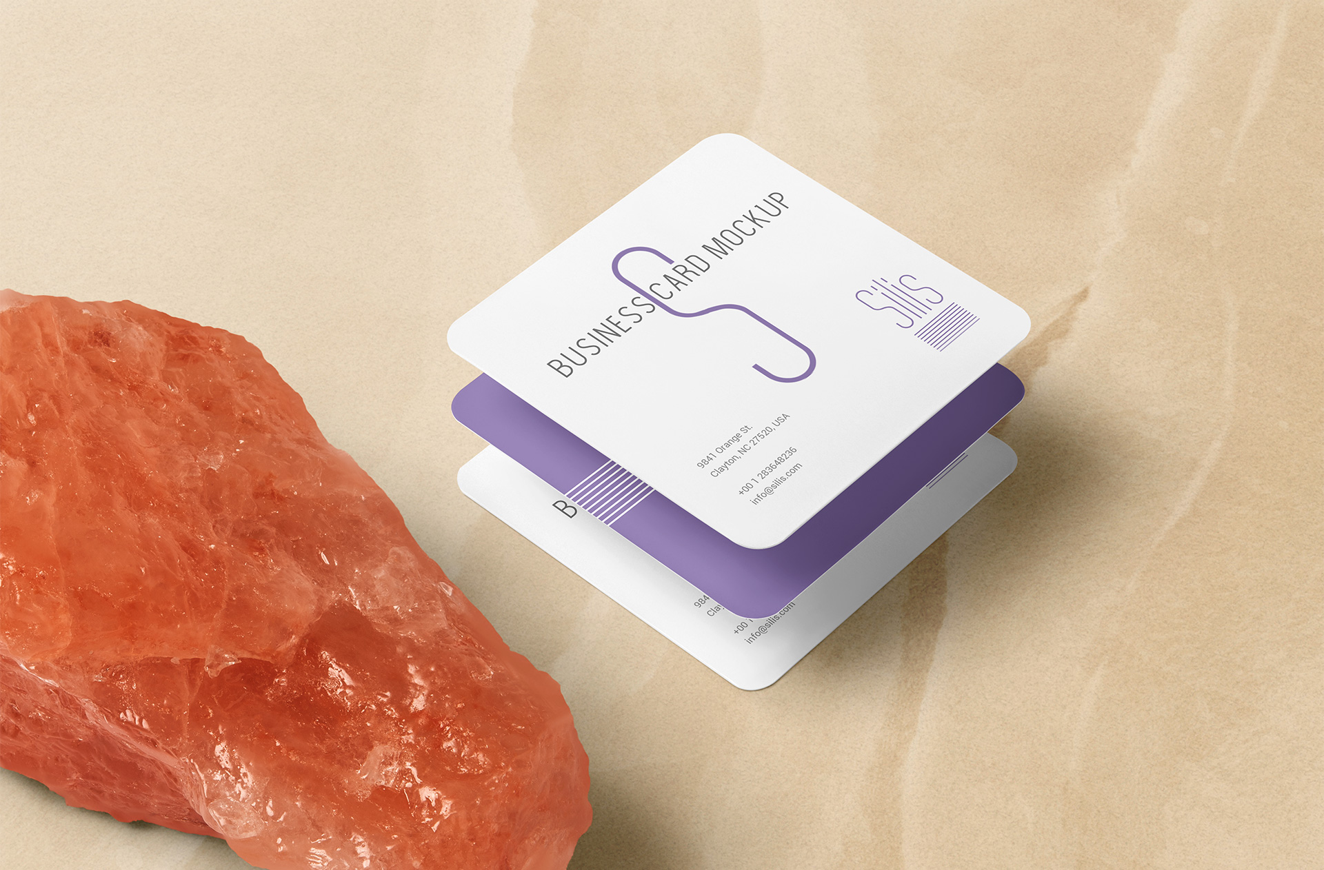 Elegant Square Business Card Mockup with Rounded Corners