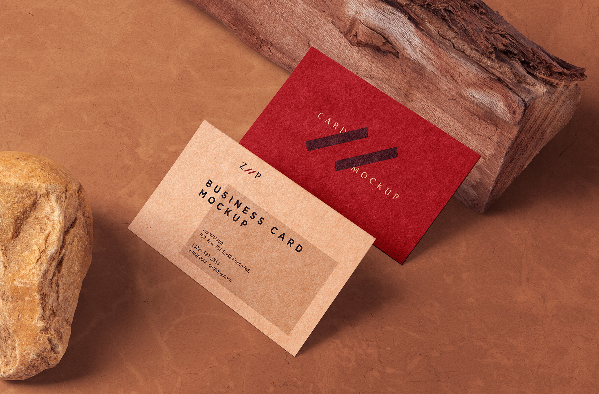 Rustic Business Card Mockup with Natural Textures