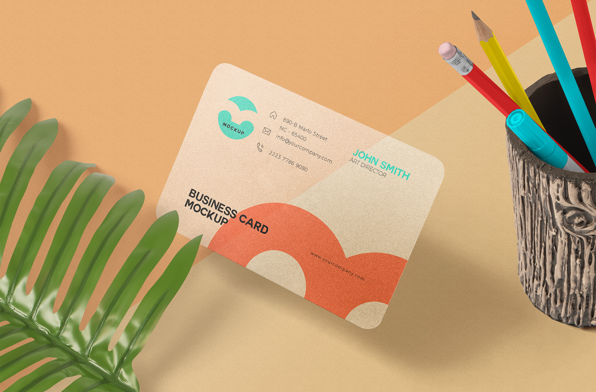 Playful Business Card Mockup with Bold Geometric Design