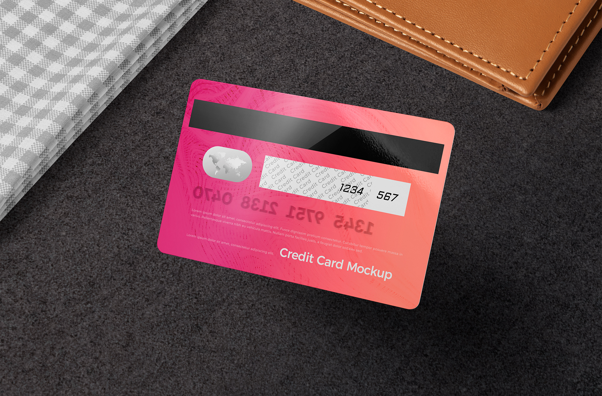 Minimal Back Credit Card Mockup with CVV Highlight