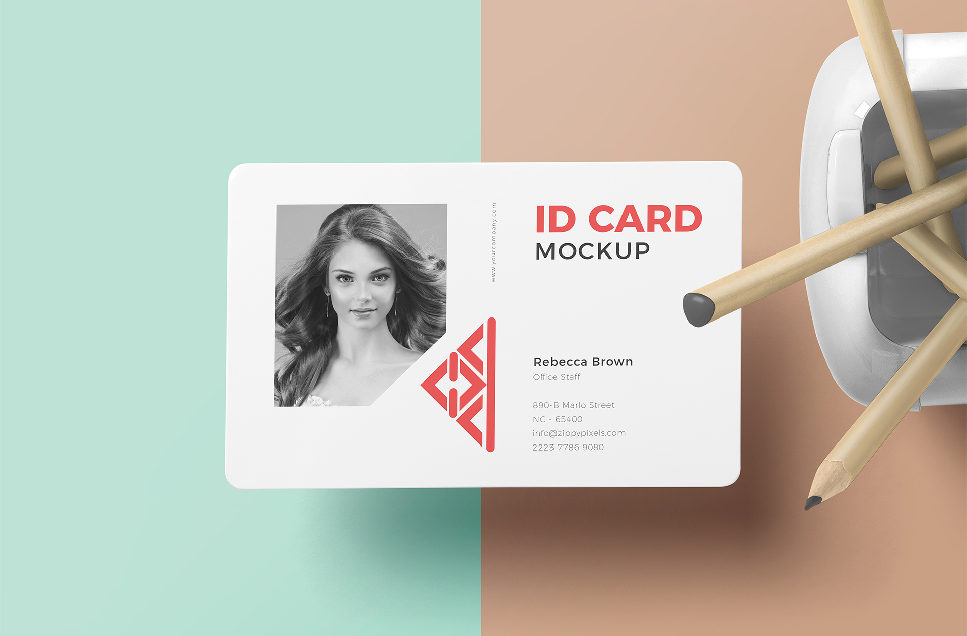 Clean ID Card Mockup with Photo & Details