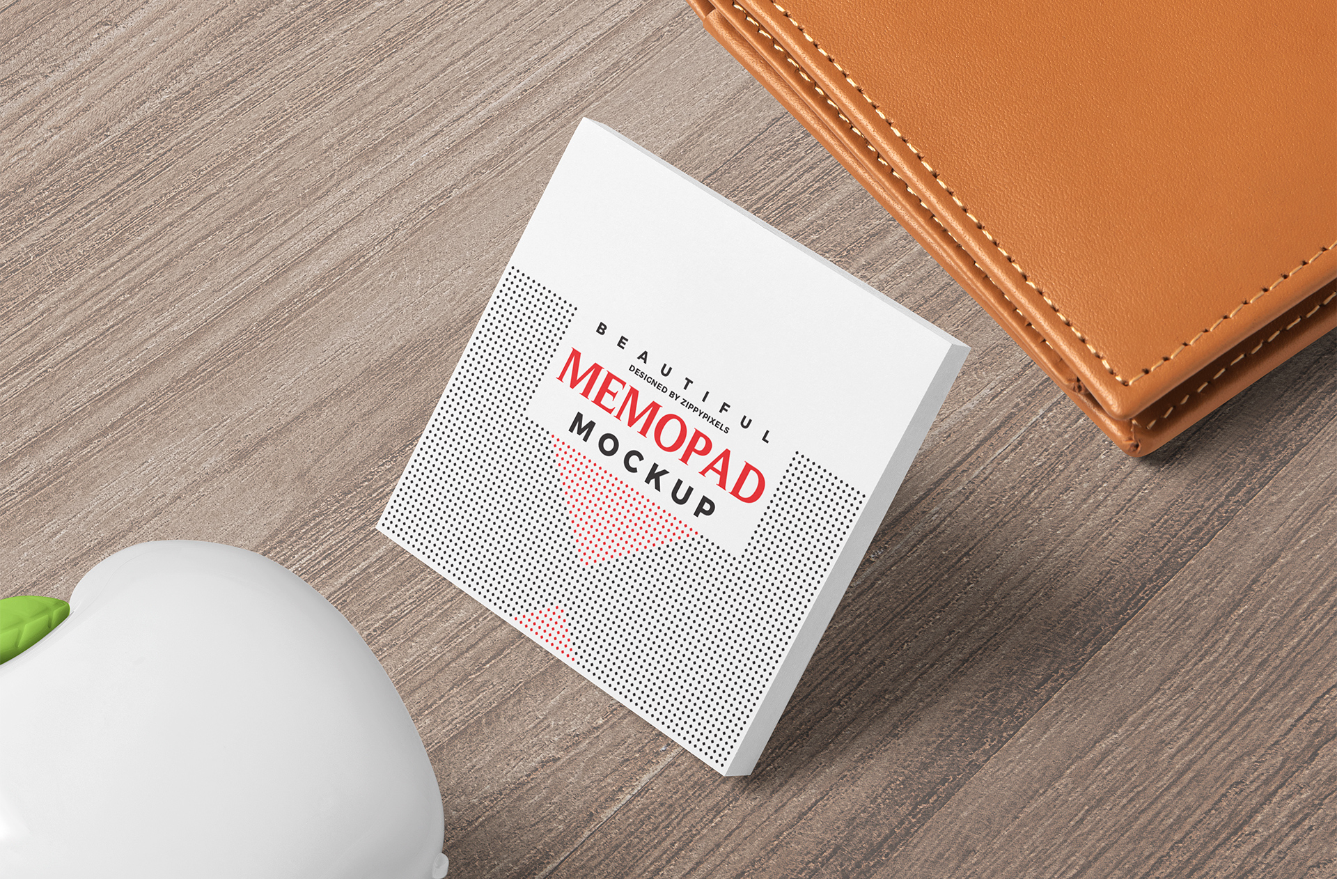 Angled Memo Pad Mockup with Clean Layout