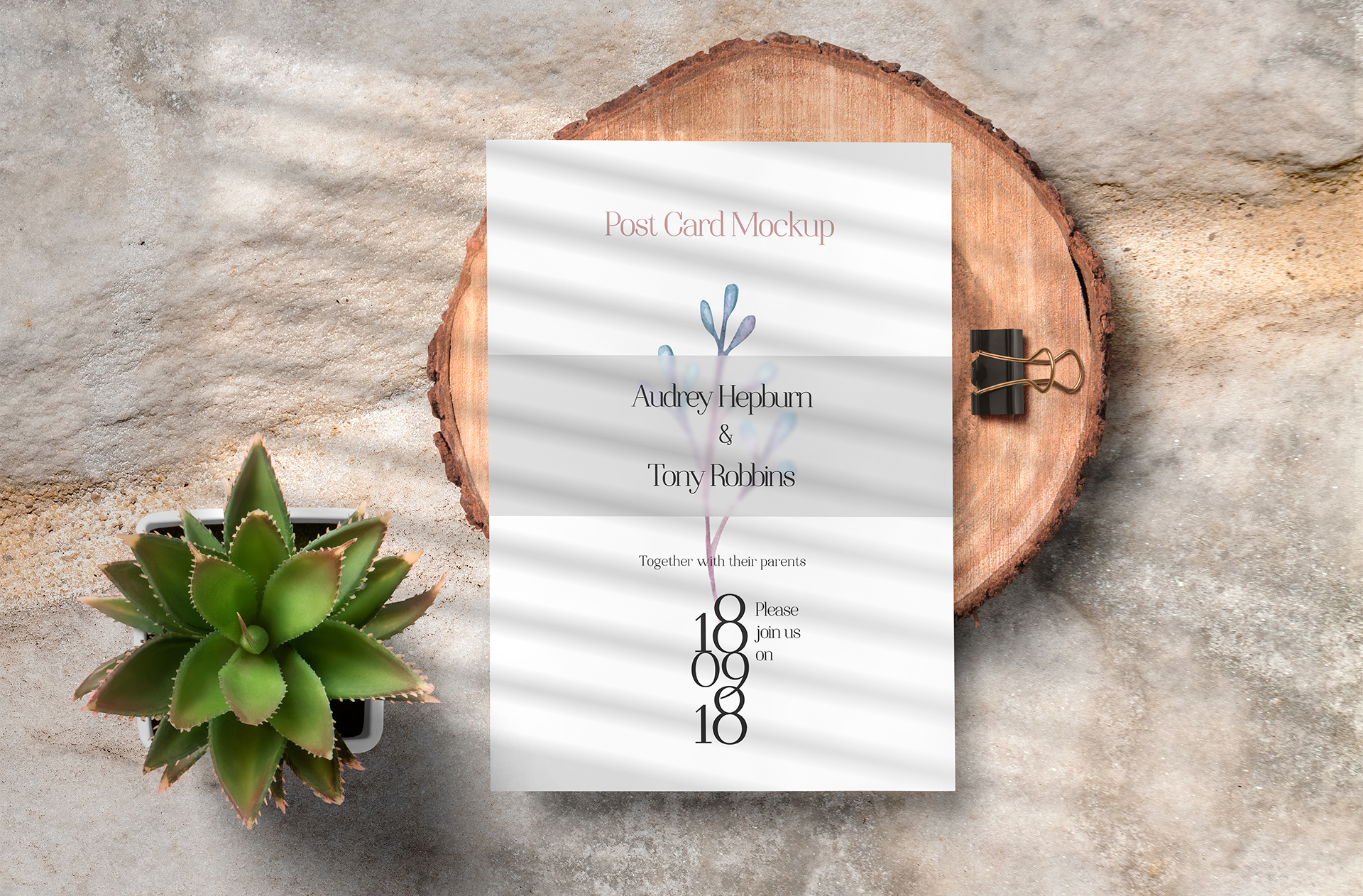 Elegant Postcard Mockup with Natural Background
