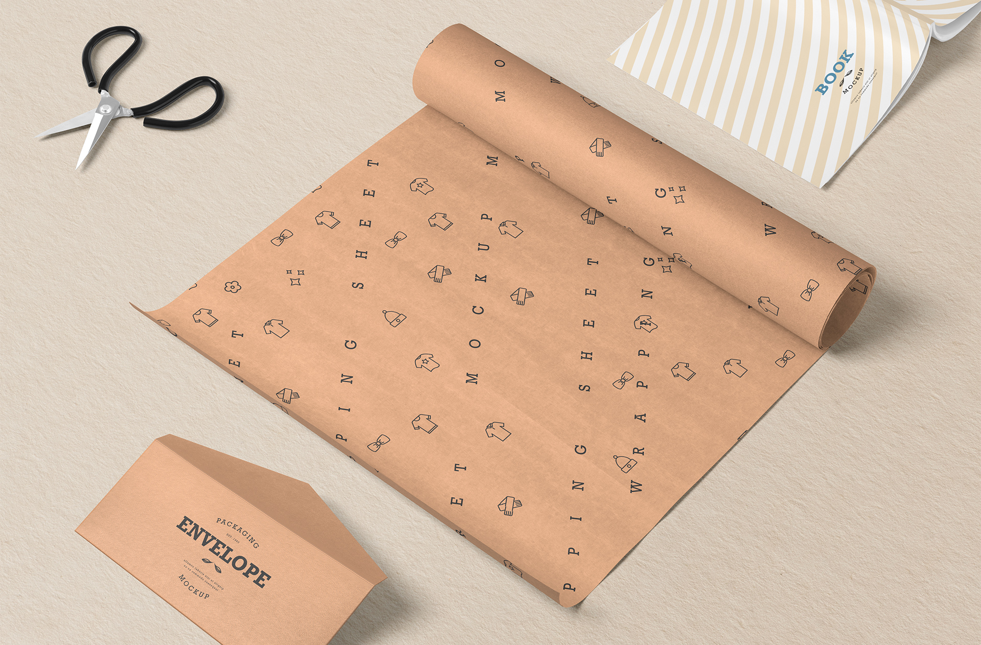 Kraft Wrapping Paper Mockup – Realistic Packaging