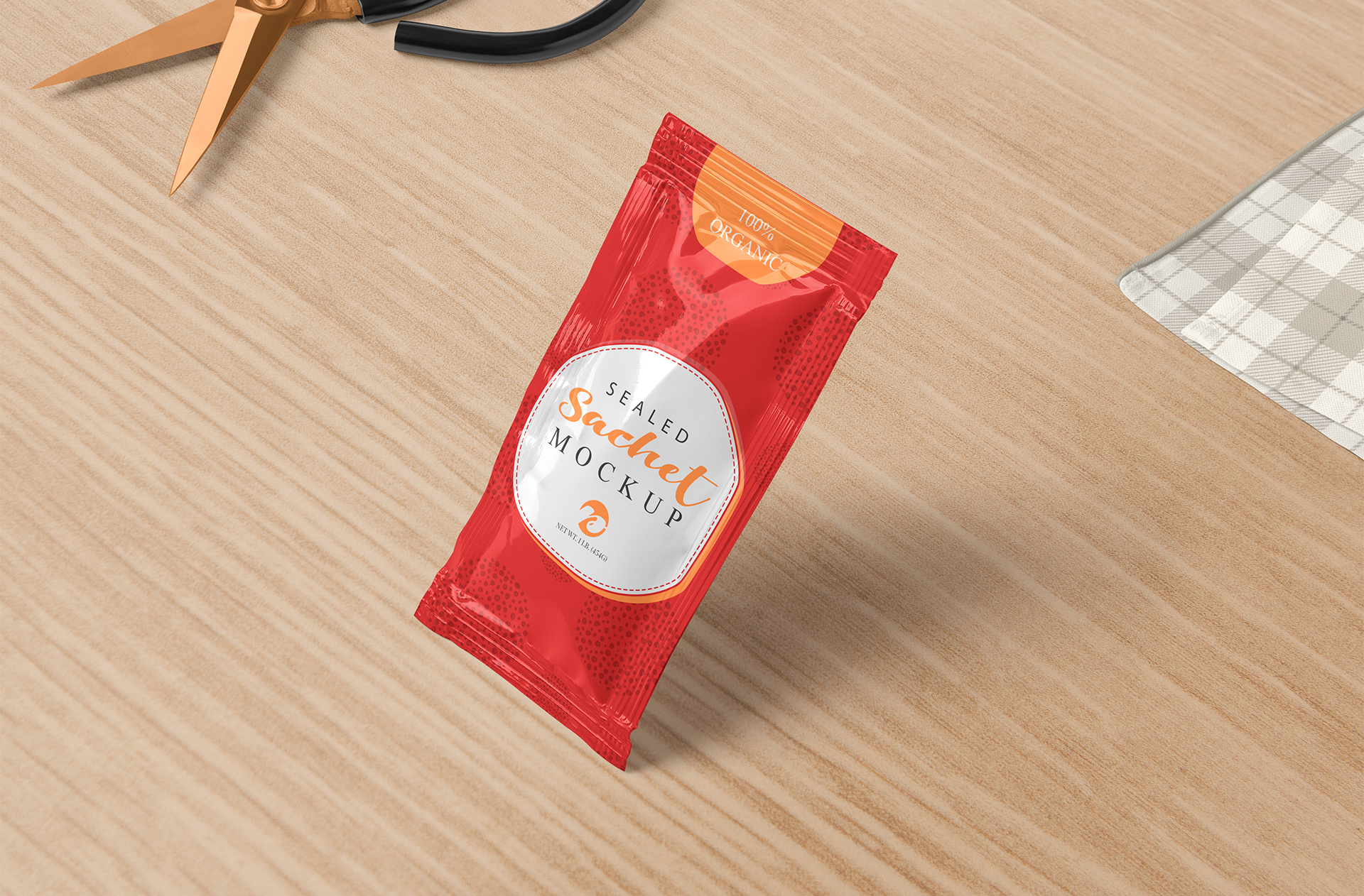 Floating Sachet Mockup – Customizable PSD