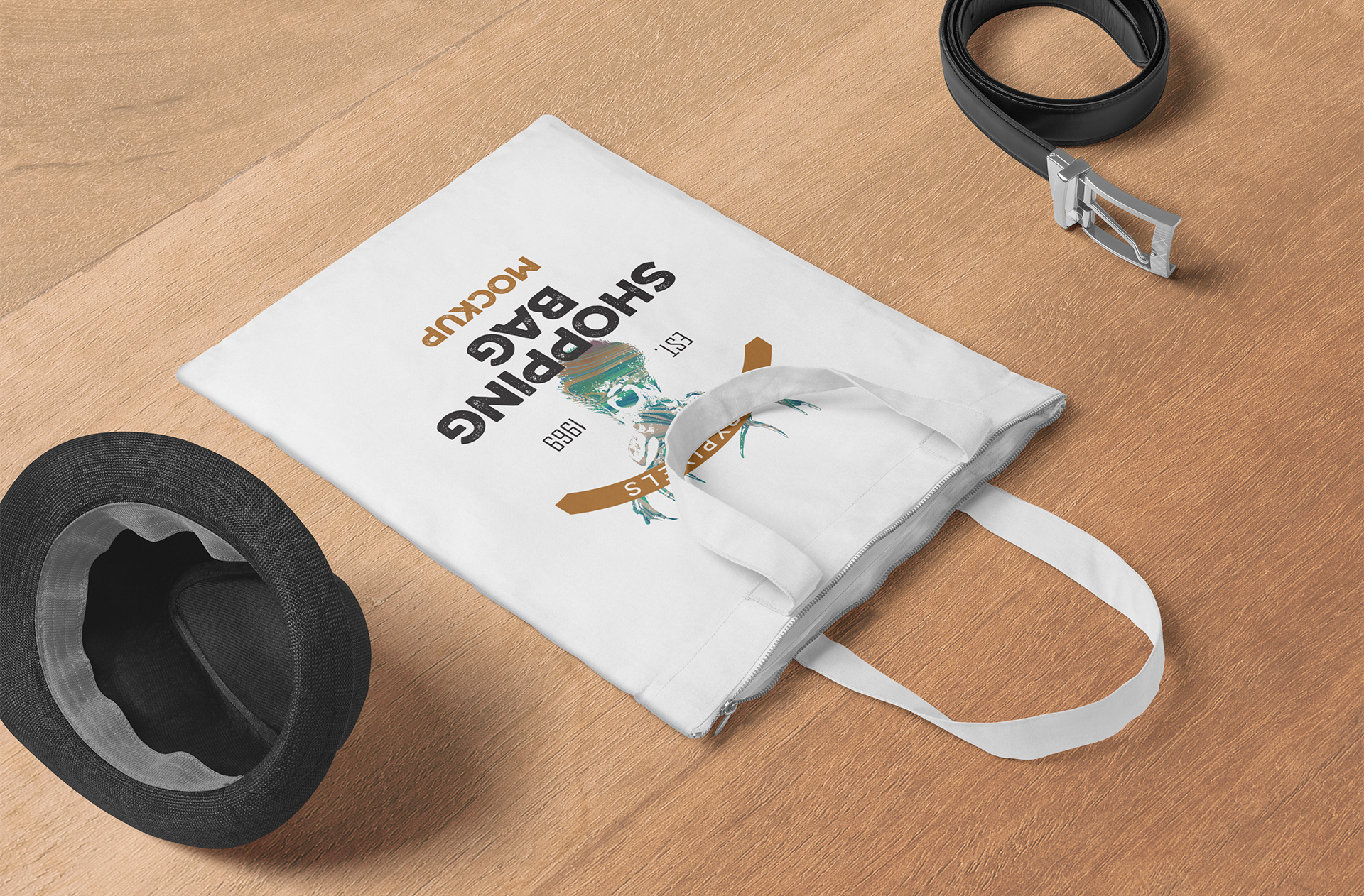 Editable Shopping Tote Bag Mockup for Packaging
