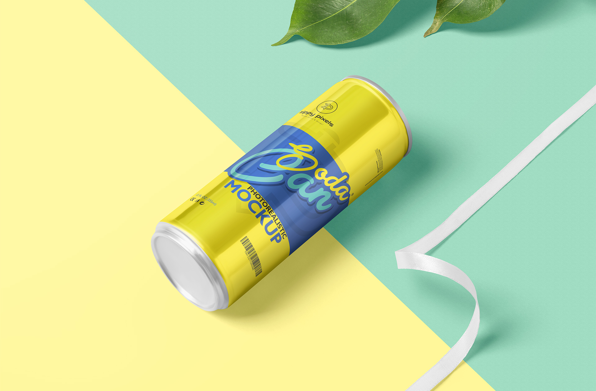 Photorealistic Soda Can Mockup with Customizable Design