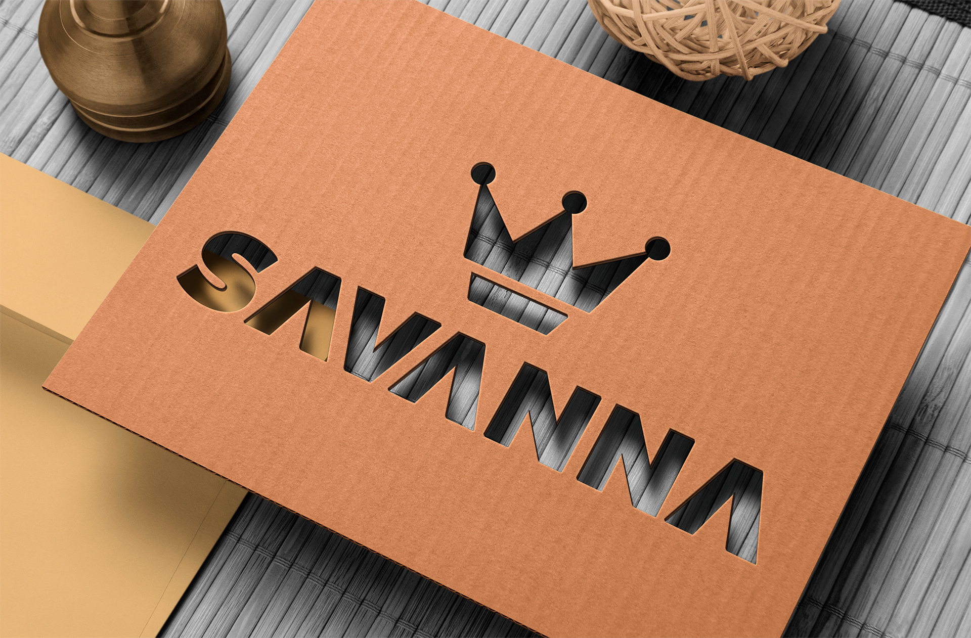 Die-Cut Cardboard Logo Mockup for Branding