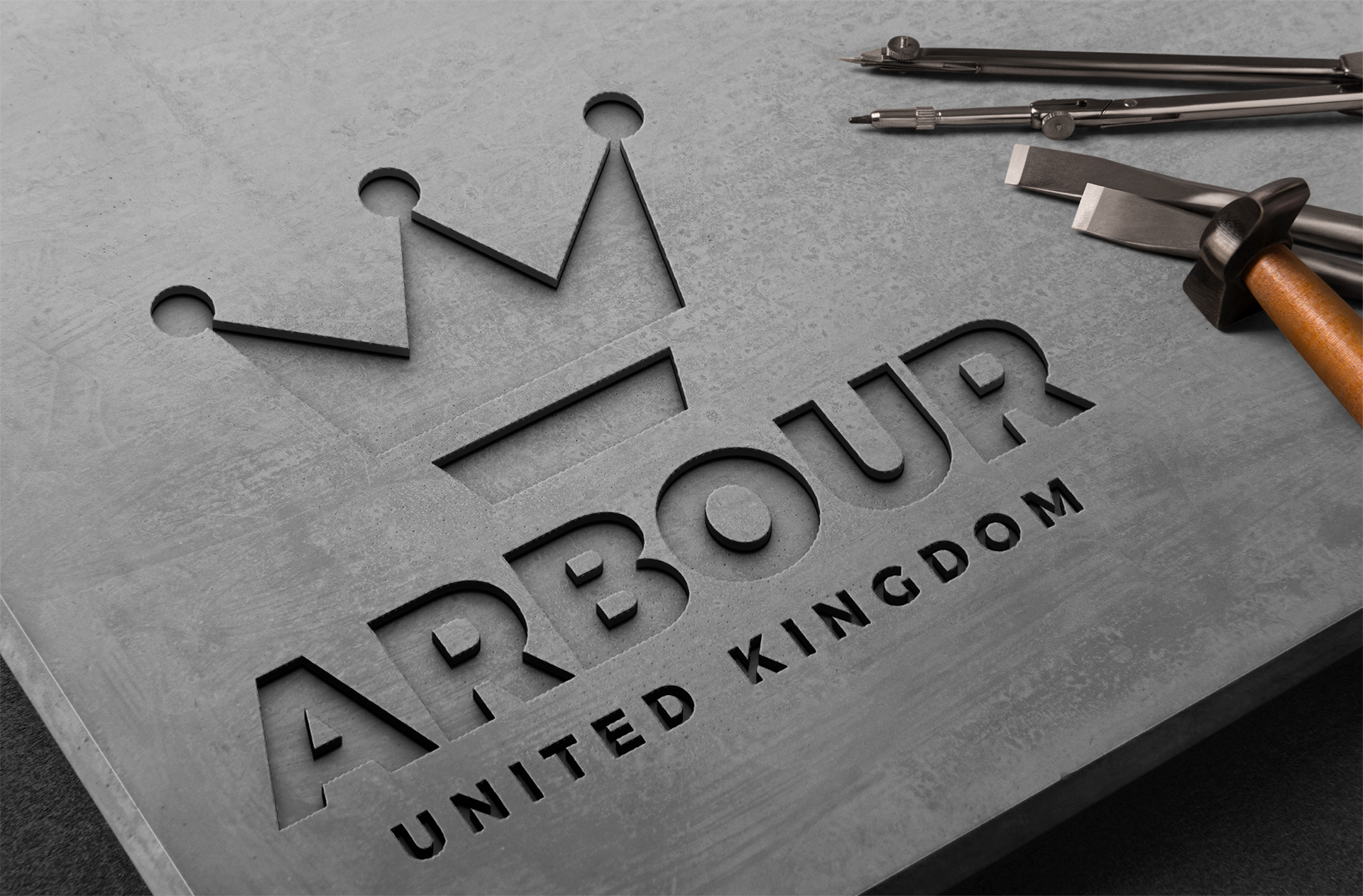 Engraved Concrete Logo Mockup for Branding